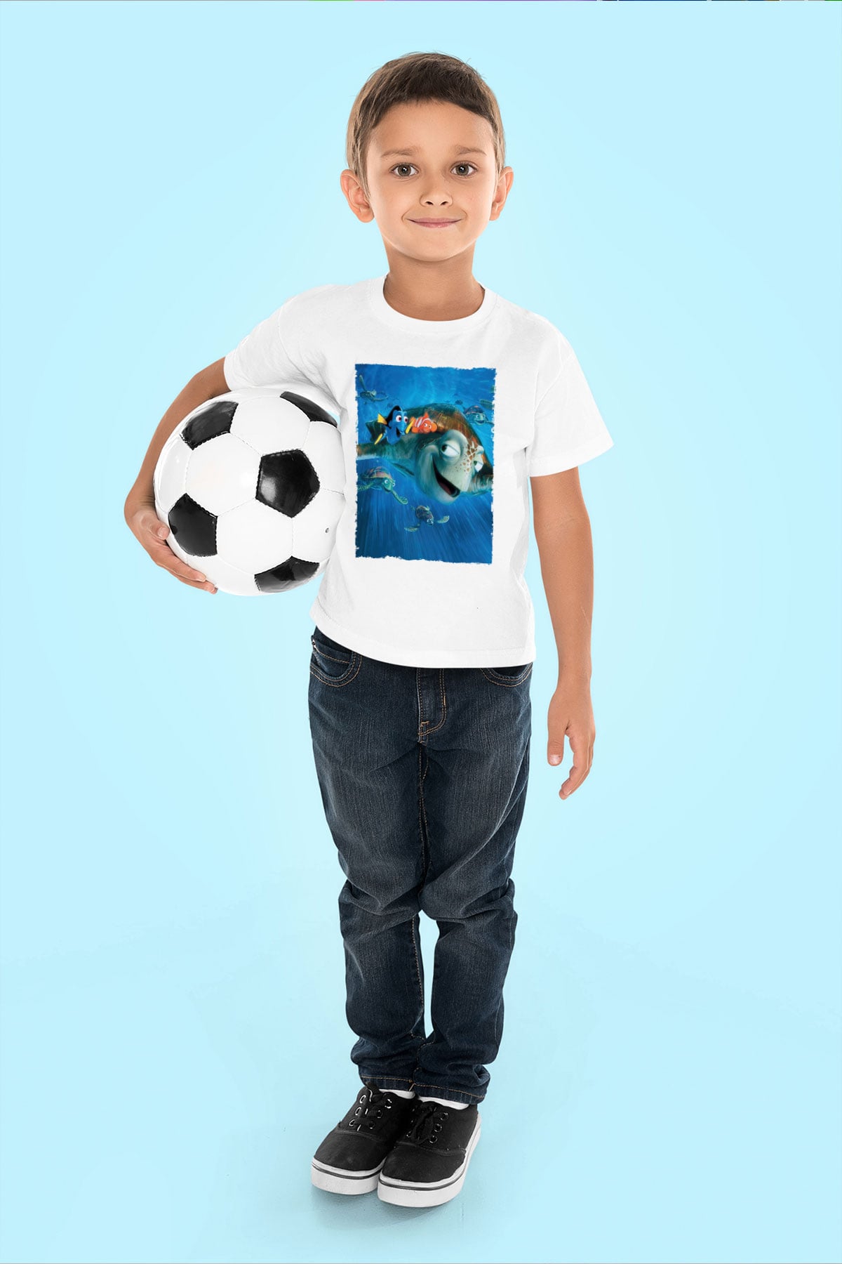 Unisex Kayıp Balık Nemo (Finding Nemo) Baskılı Beyaz T shirt
