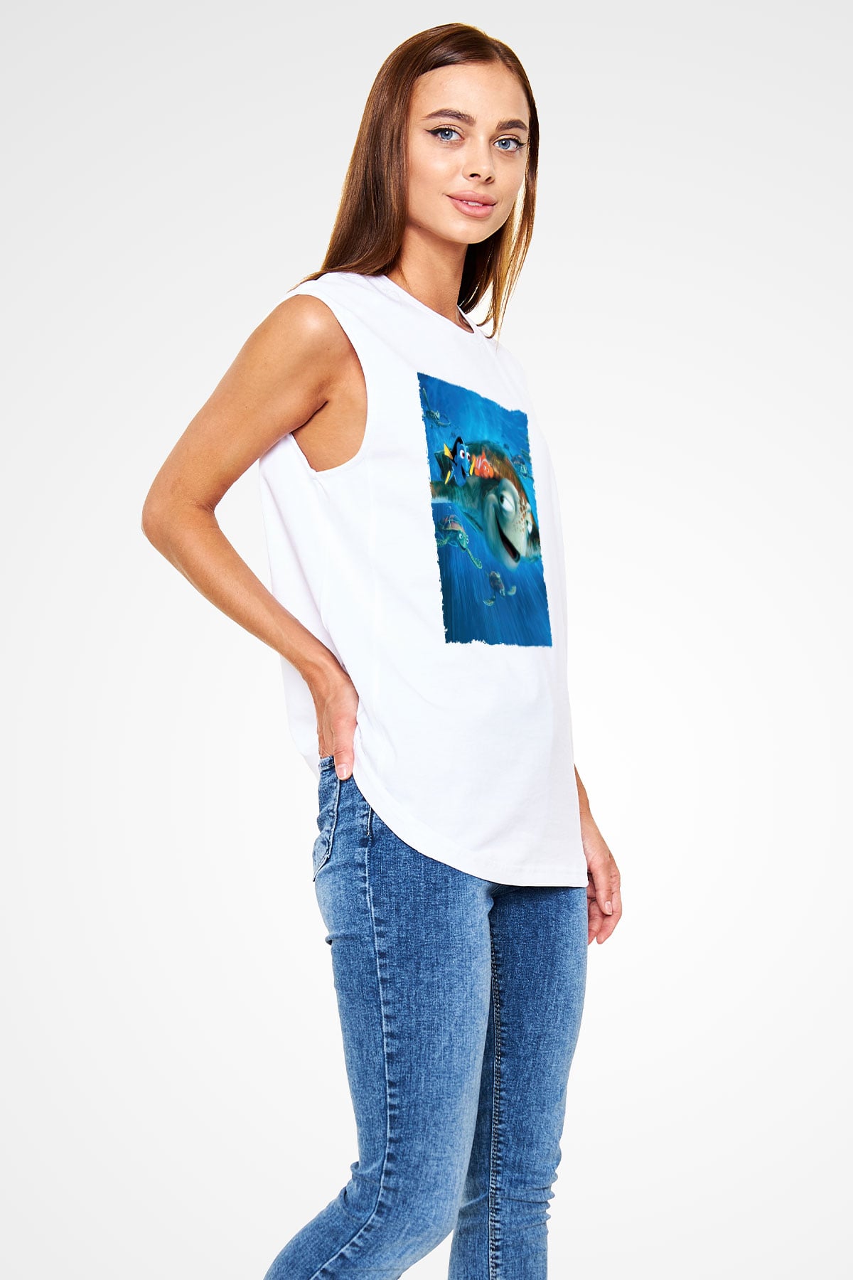 Unisex Kayıp Balık Nemo (Finding Nemo) Baskılı Beyaz T shirt
