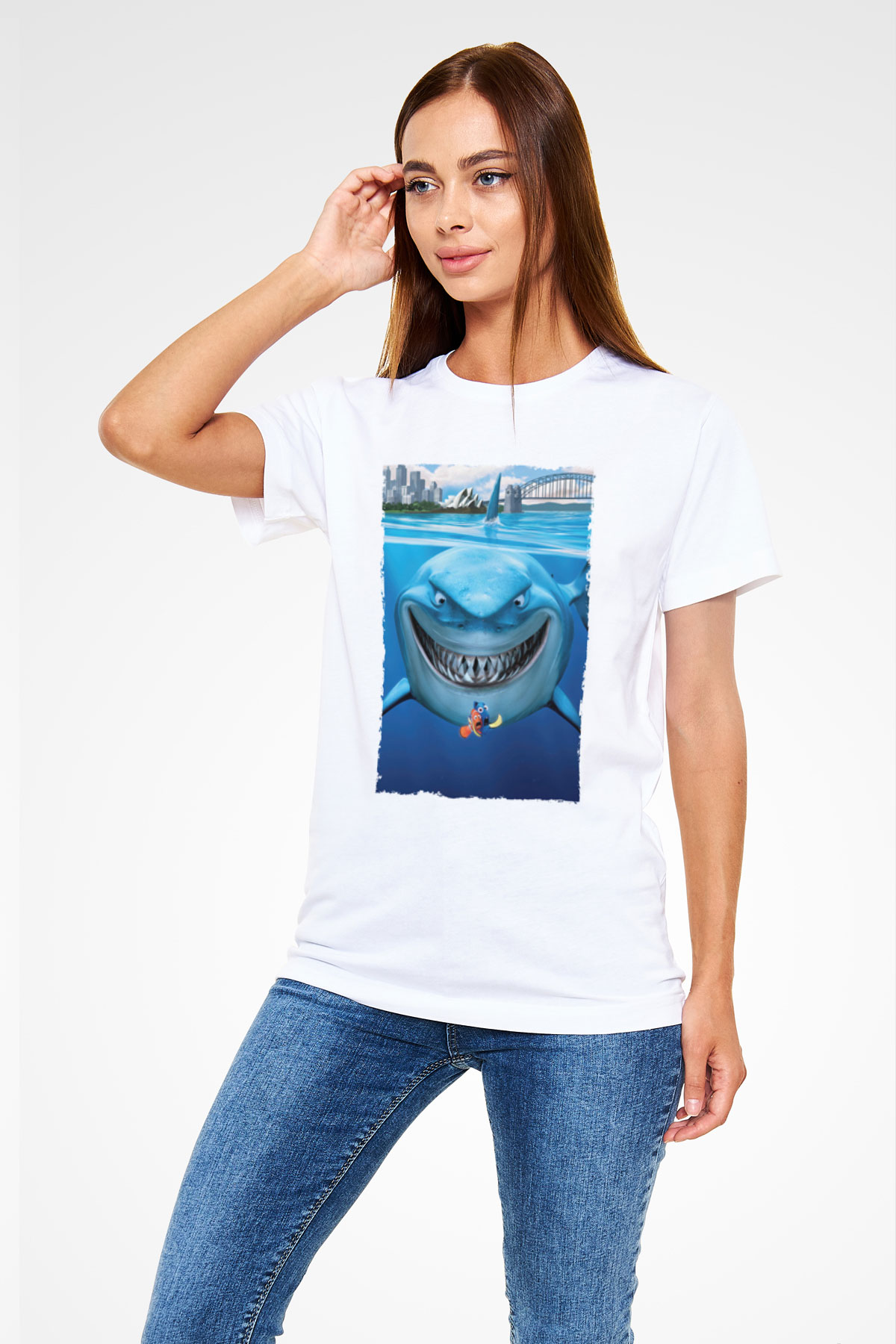 Unisex Kayıp Balık Nemo (Finding Nemo) Baskılı Beyaz T-Shirt