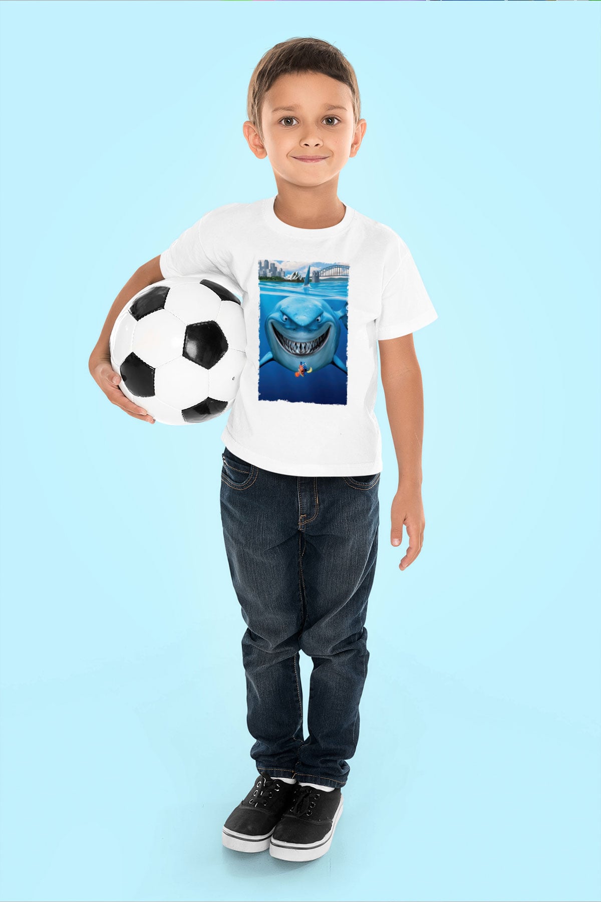 Unisex Kayıp Balık Nemo (Finding Nemo) Baskılı Beyaz Çocuk Tshirt
