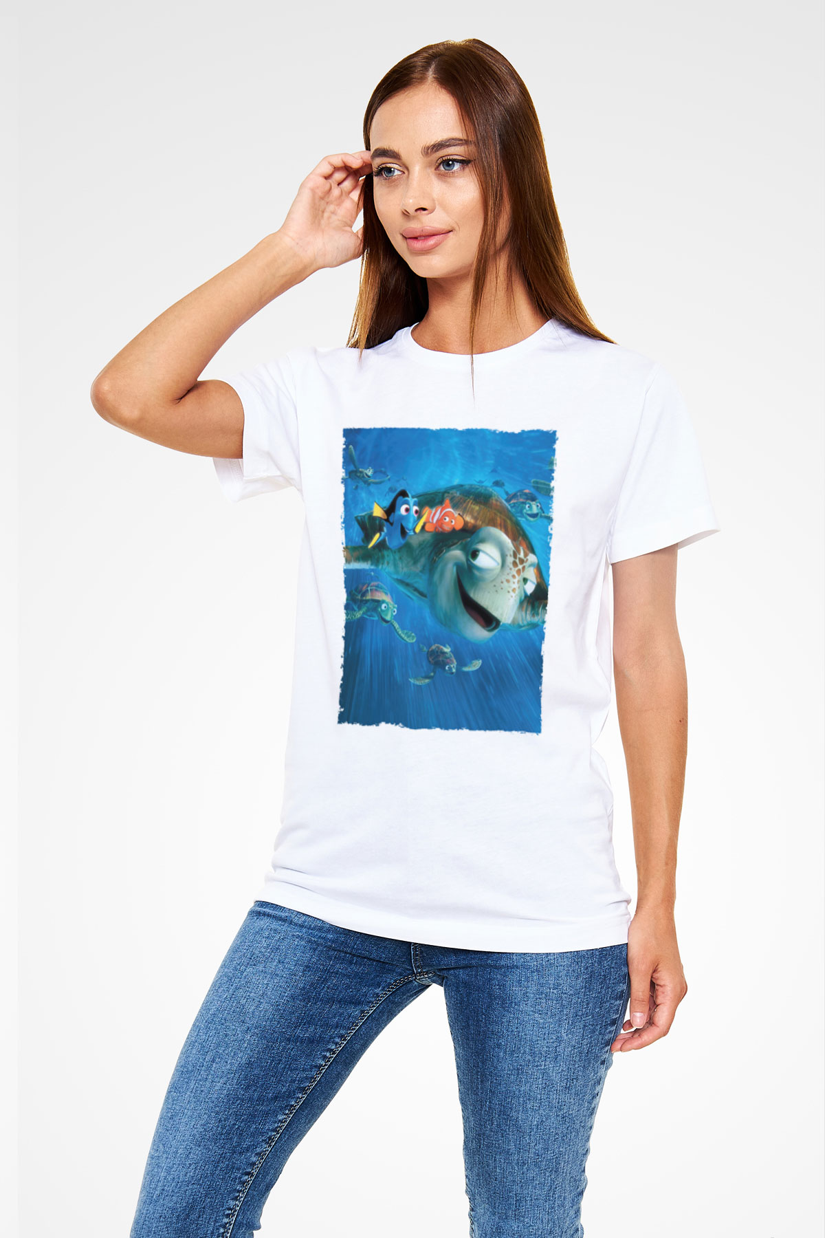 Unisex Kayıp Balık Nemo (Finding Nemo) Baskılı Beyaz T shirt