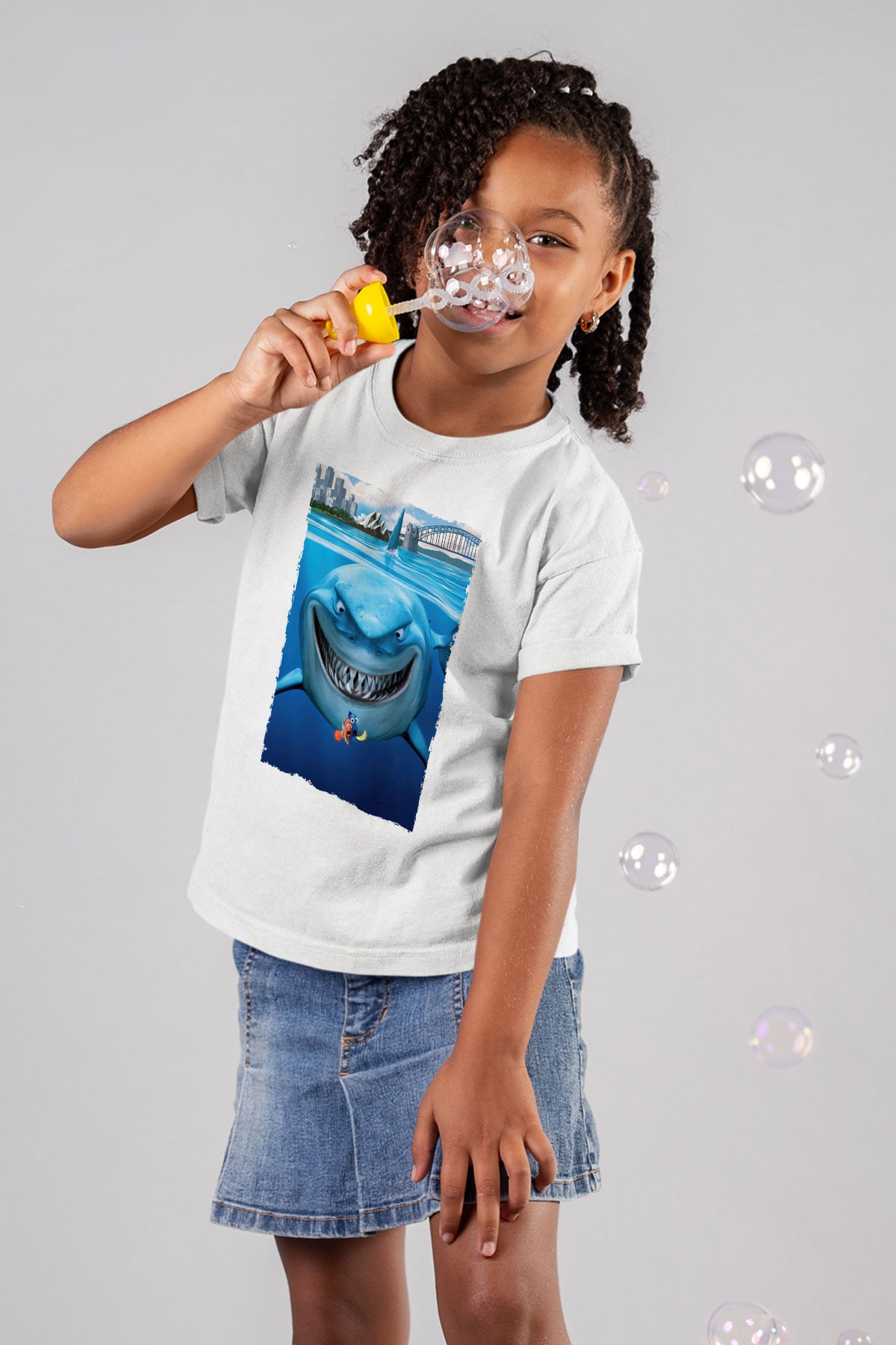 Unisex Kayıp Balık Nemo (Finding Nemo) Baskılı Beyaz Çocuk Tshirt