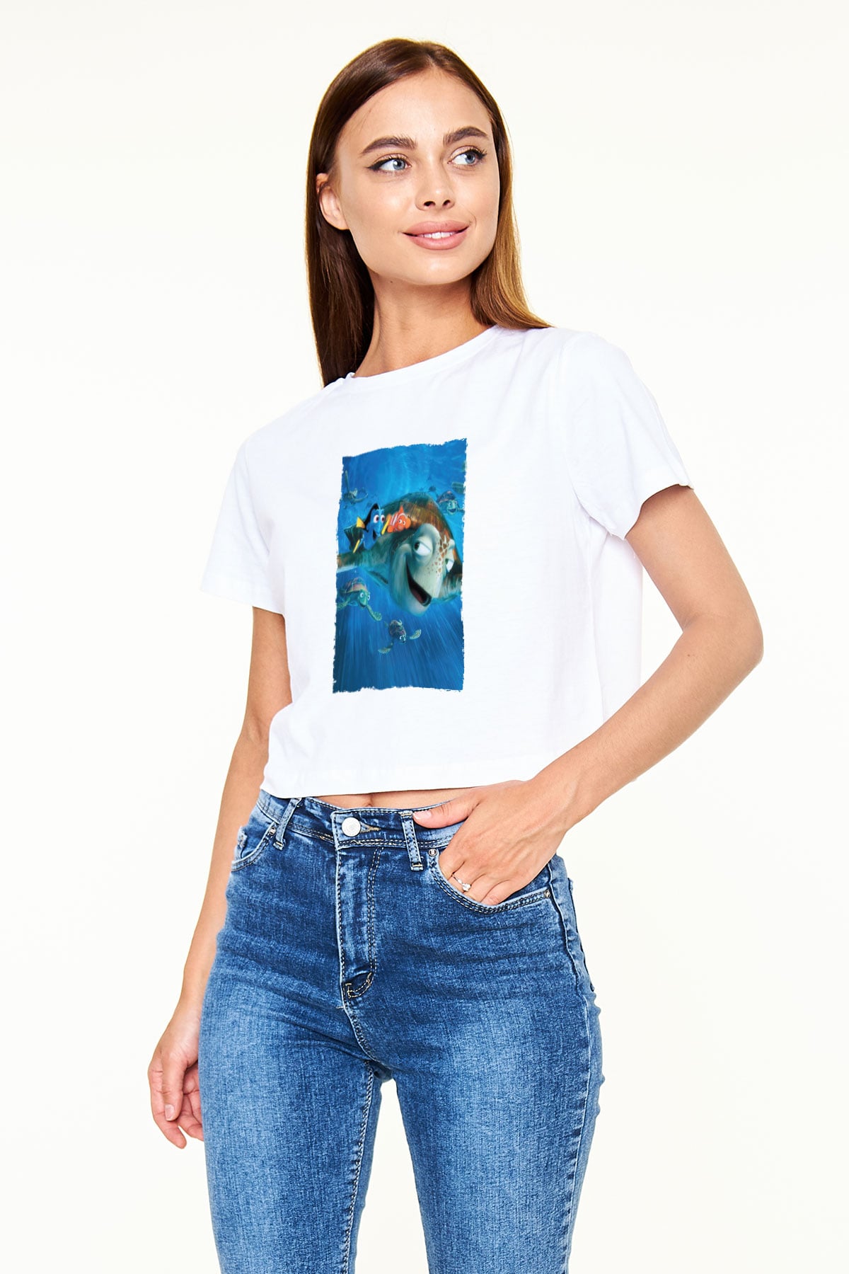 Unisex Kayıp Balık Nemo (Finding Nemo) Baskılı Beyaz T shirt