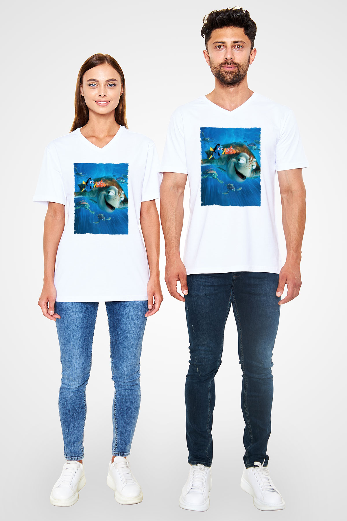 Unisex Kayıp Balık Nemo (Finding Nemo) Baskılı Beyaz T shirt