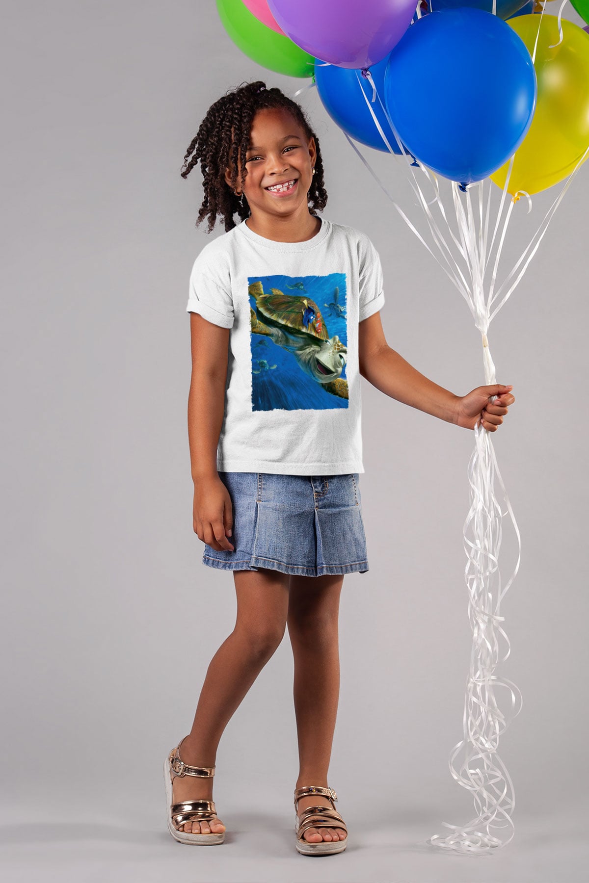 Unisex Kayıp Balık Nemo (Finding Nemo) Baskılı Beyaz Çocuk Tişört