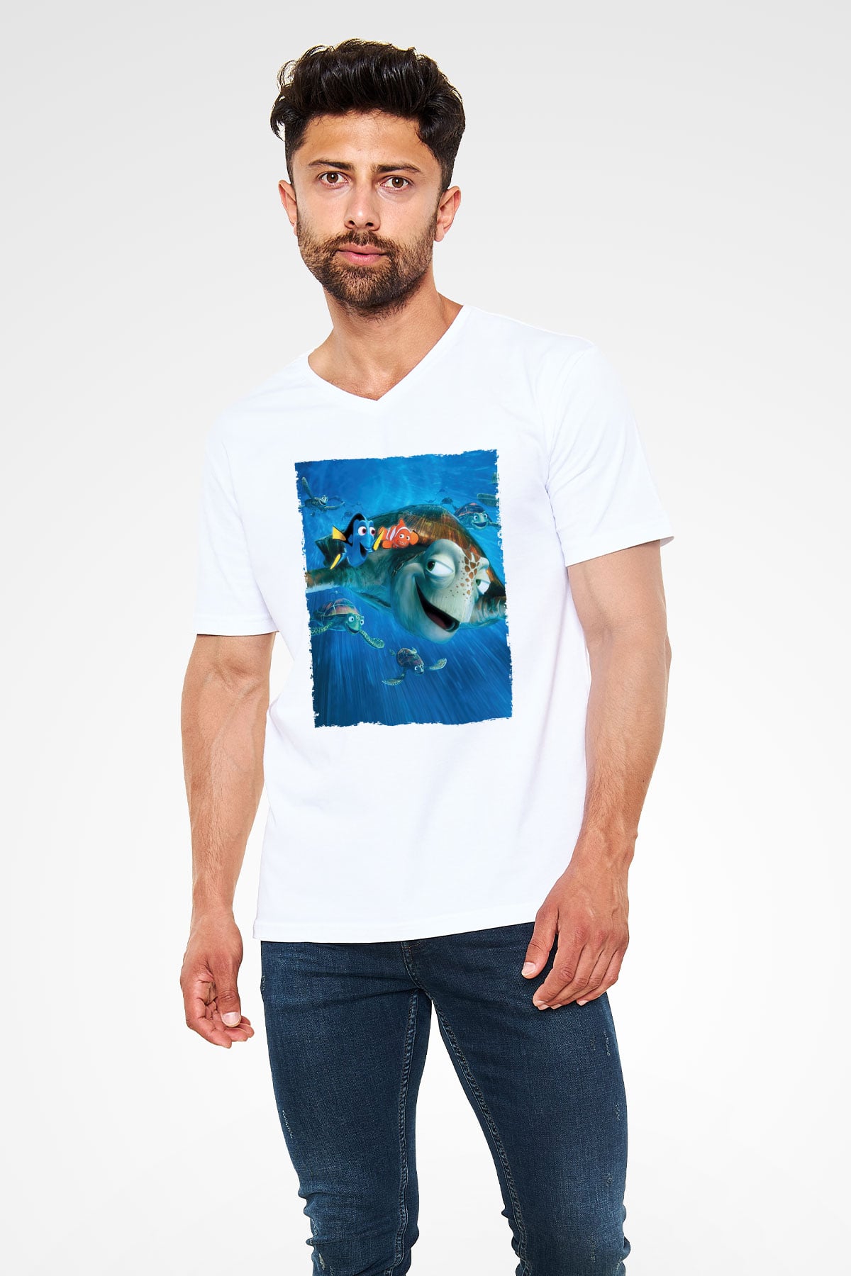 Unisex Kayıp Balık Nemo (Finding Nemo) Baskılı Beyaz T shirt
