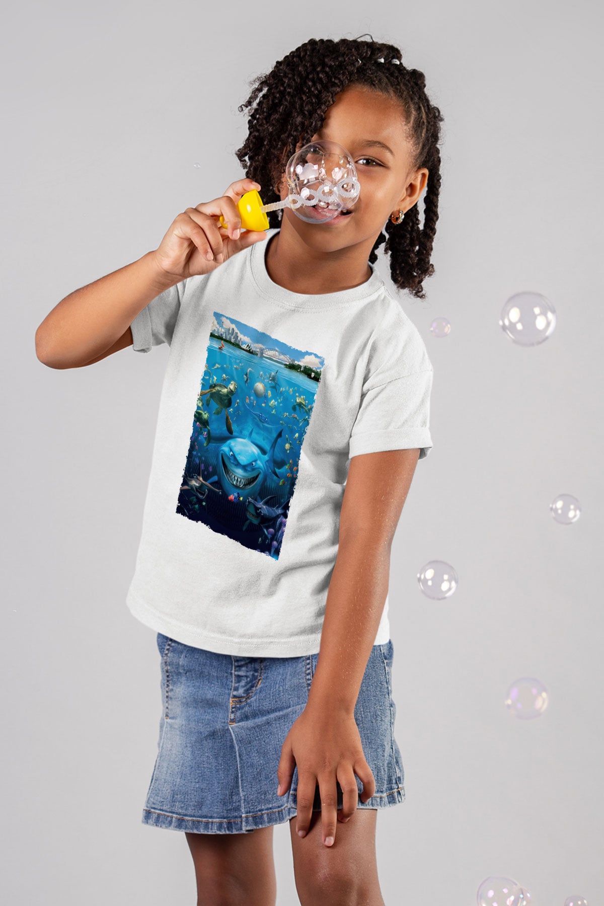 Unisex Kayıp Balık Nemo (Finding Nemo) Baskılı Beyaz Çocuk Tshirt