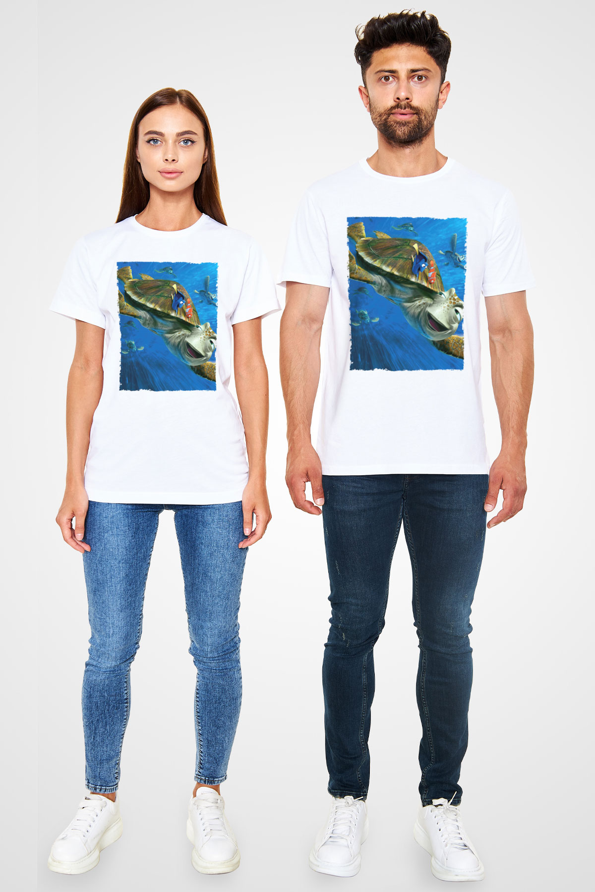 Unisex Kayıp Balık Nemo (Finding Nemo) Baskılı Beyaz Tişört