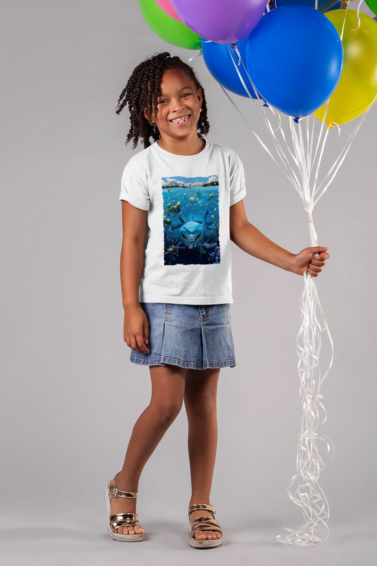 Unisex Kayıp Balık Nemo (Finding Nemo) Baskılı Beyaz Çocuk Tshirt