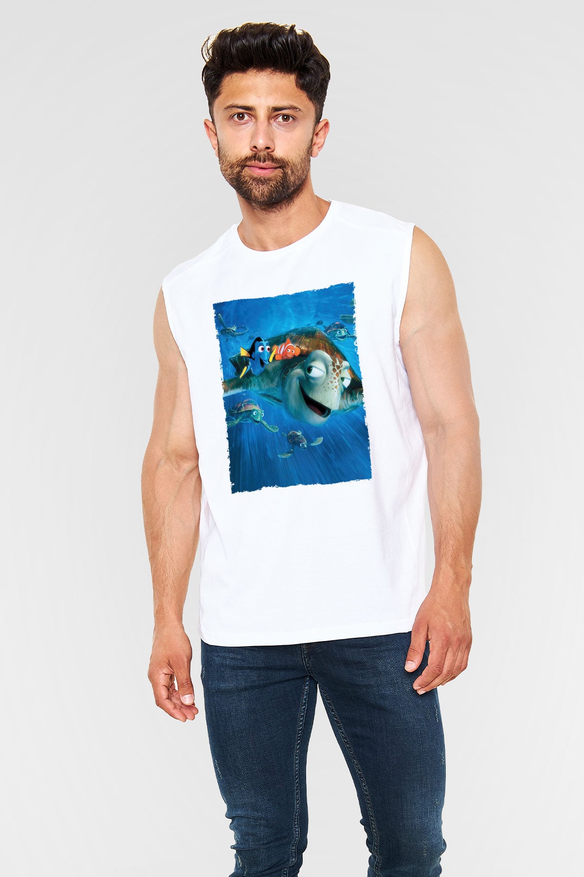 Unisex Kayıp Balık Nemo (Finding Nemo) Baskılı Beyaz T shirt