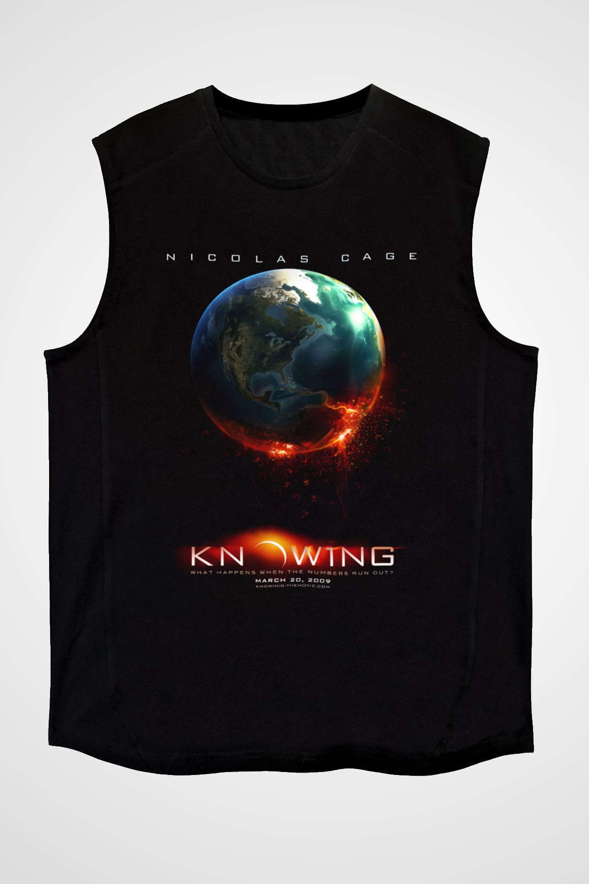 Unisex Kehanet (Knowing) Baskılı Siyah Kolsuz T-shirt