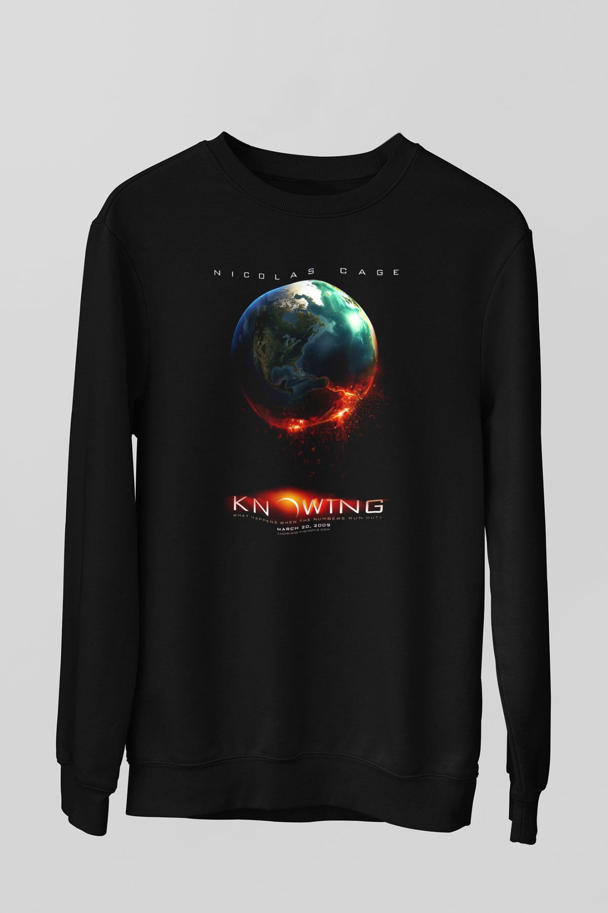 Unisex Kehanet (Knowing) Baskılı Siyah Sweatshirt