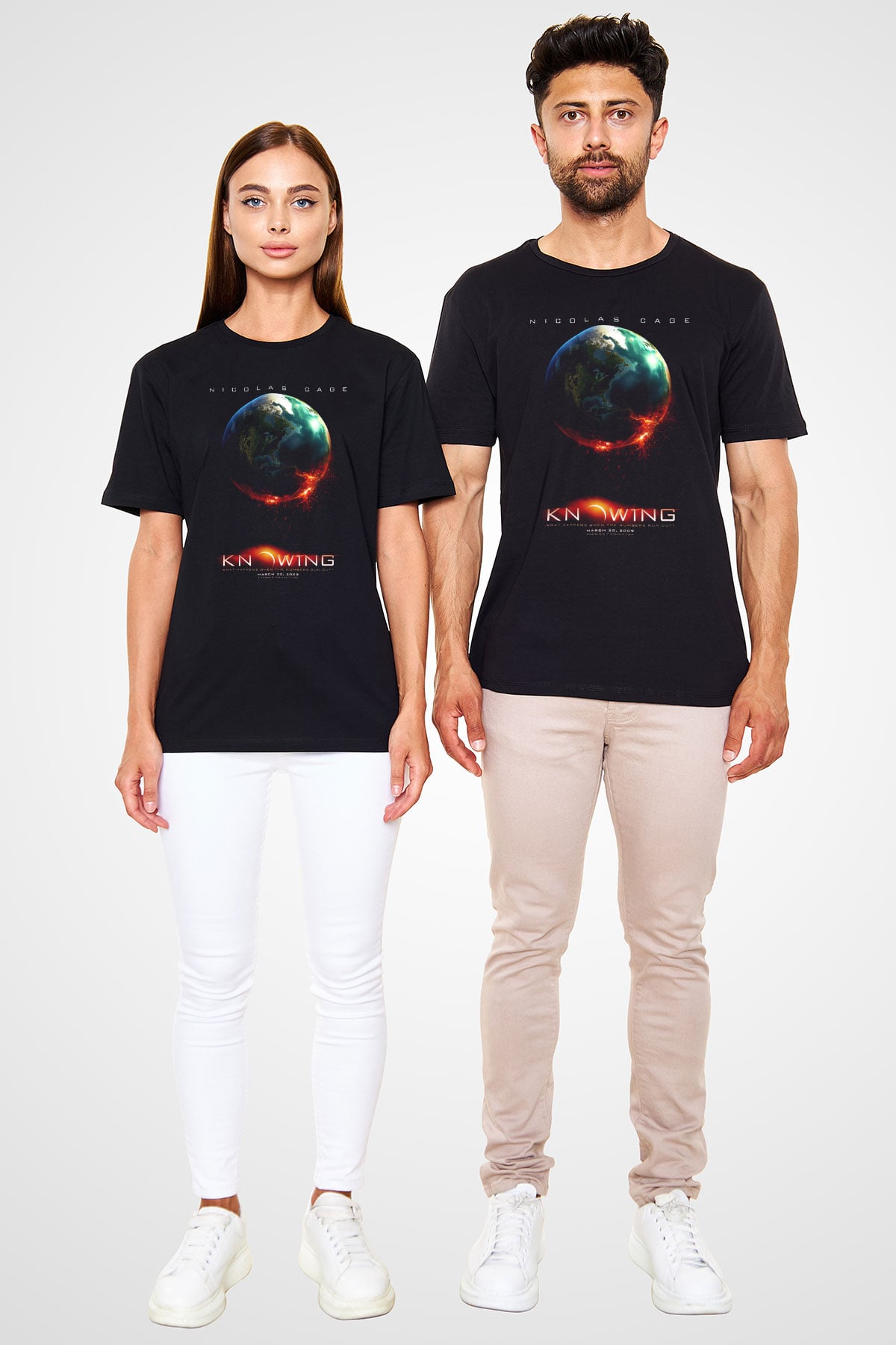 Unisex Kehanet (Knowing) Baskılı Siyah T-Shirt