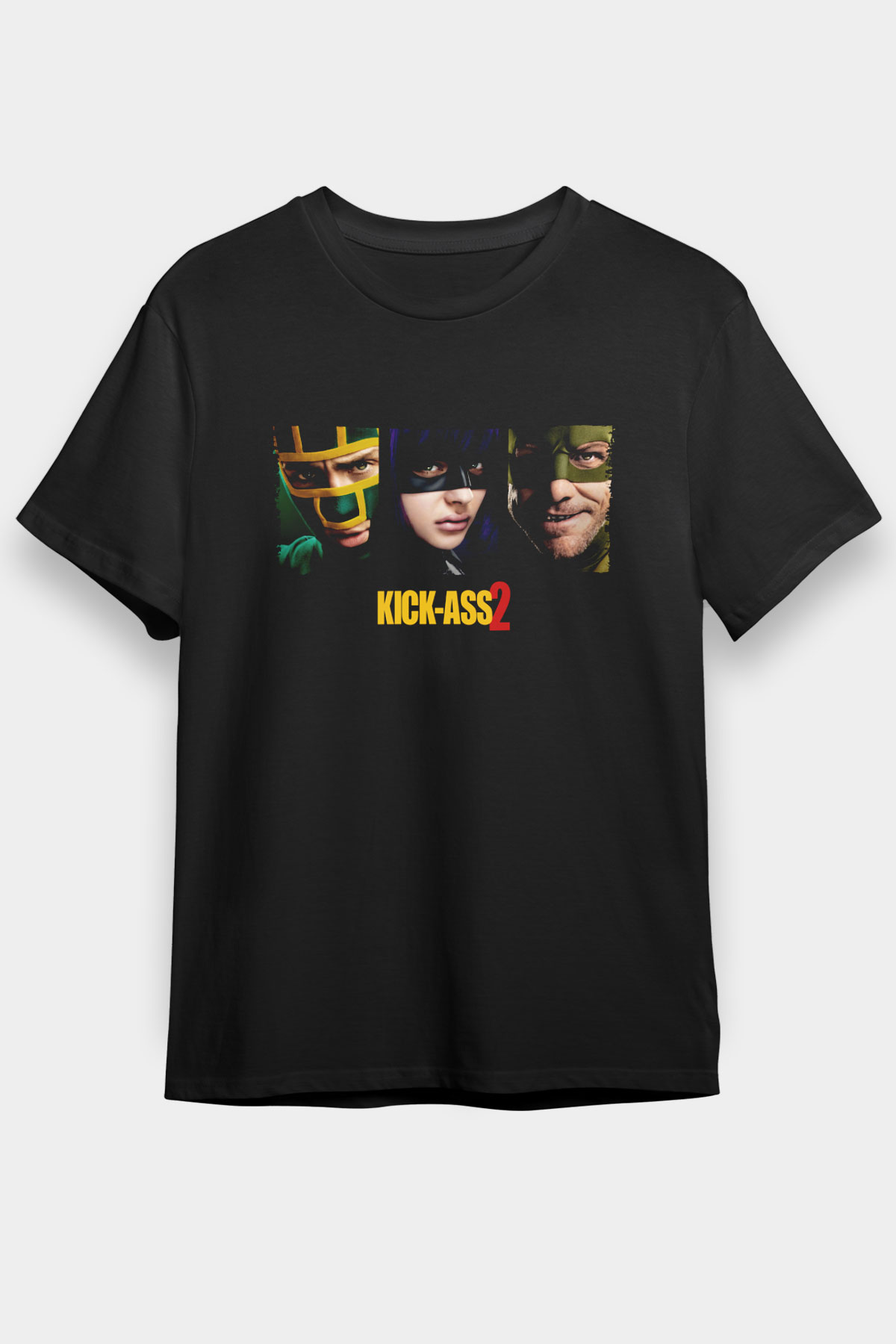 Unisex Kick Ass 2 Baskılı Siyah Tshirt