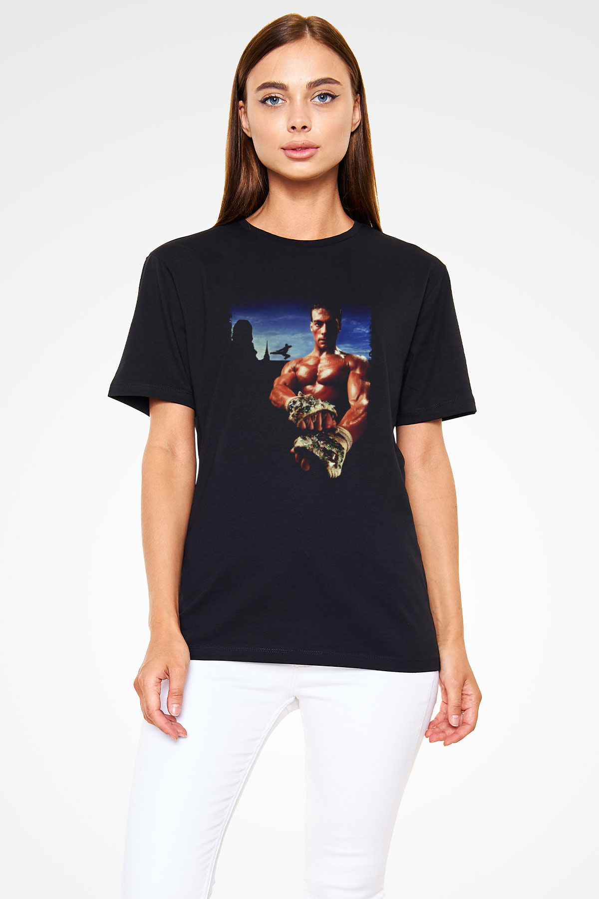 Unisex Kickboxer Baskılı Siyah Tişört