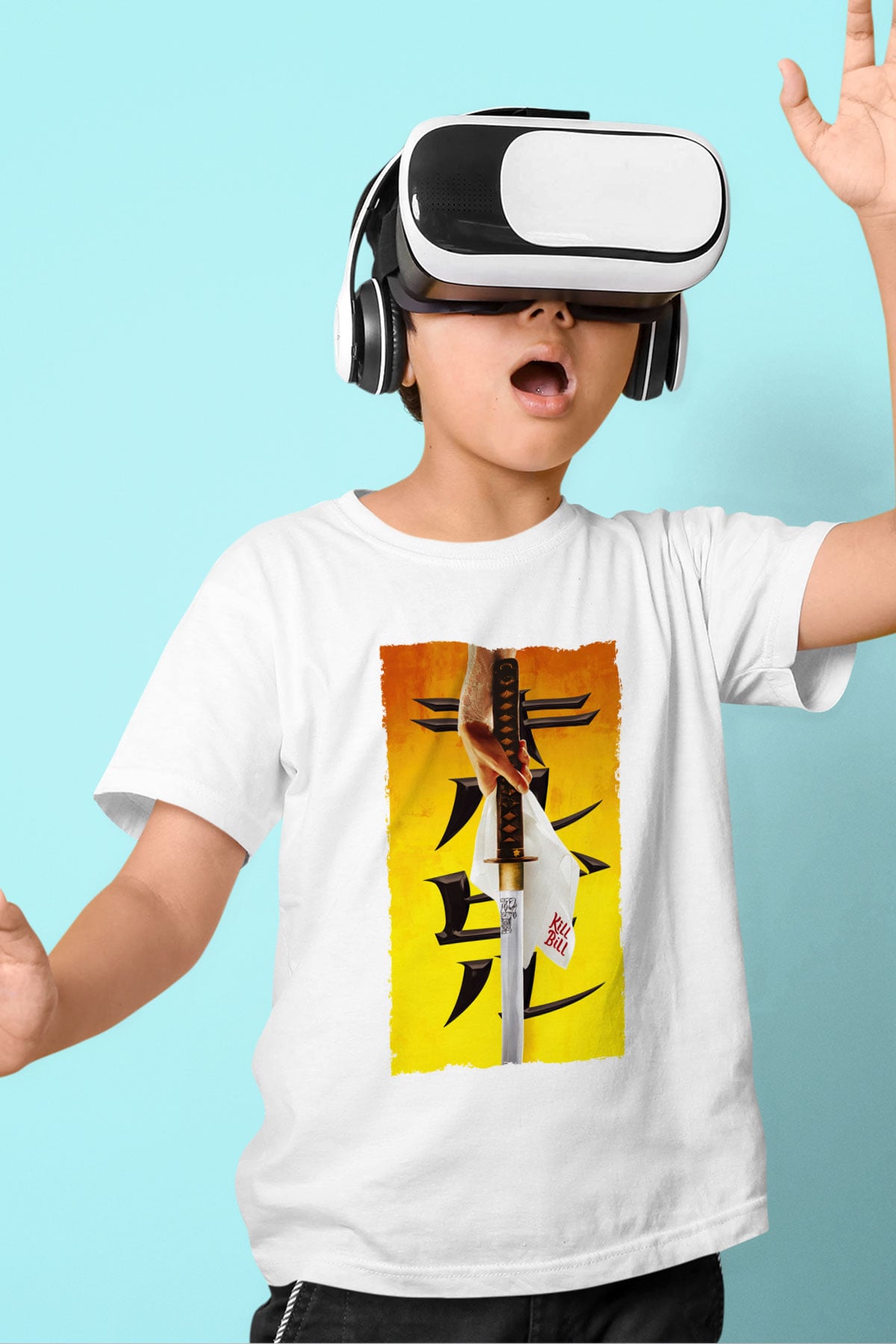 Unisex Kill Bill Baskılı Beyaz Çocuk Tişört