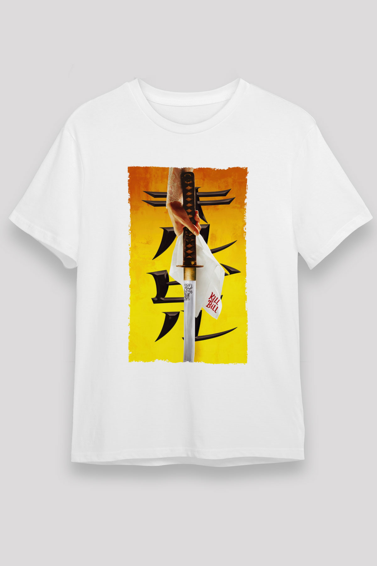 Unisex Kill Bill Baskılı Beyaz Tişört