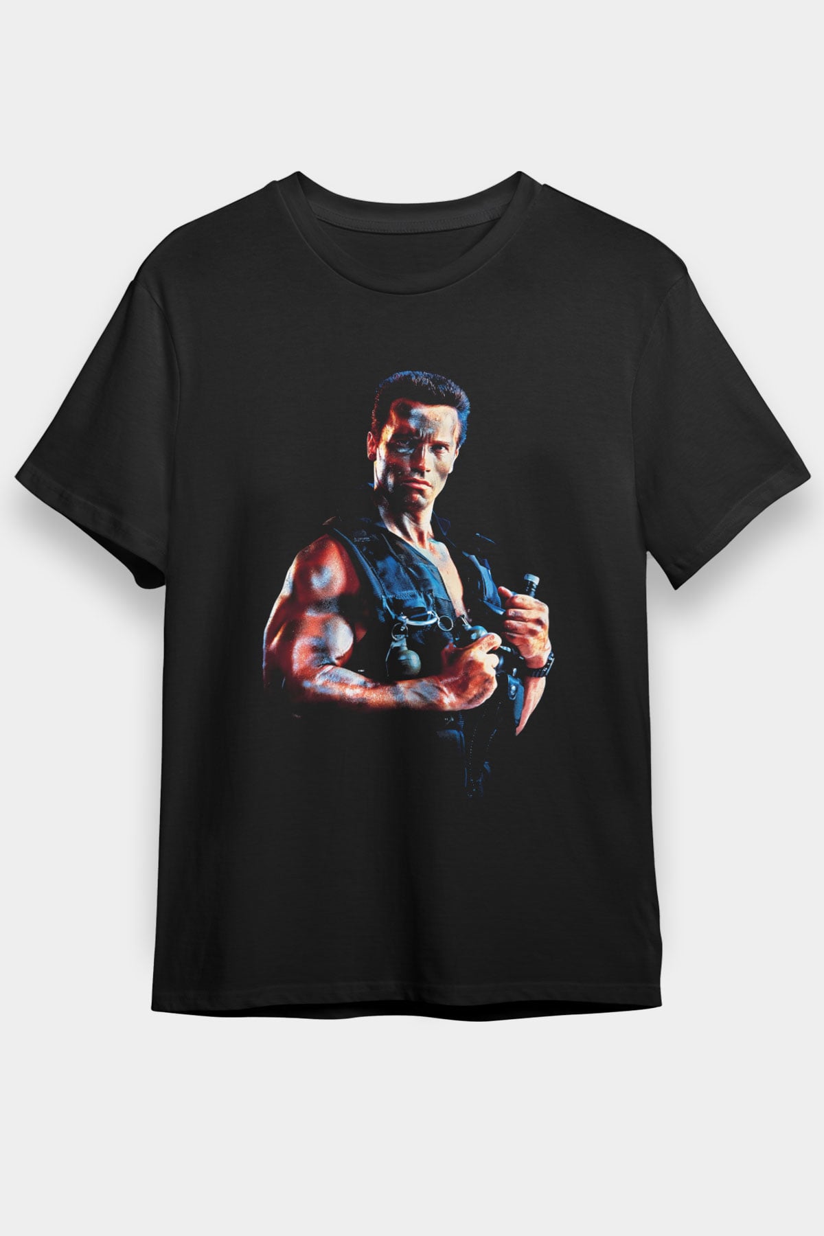 Unisex Komando (Commando) Baskılı Siyah Tshirt