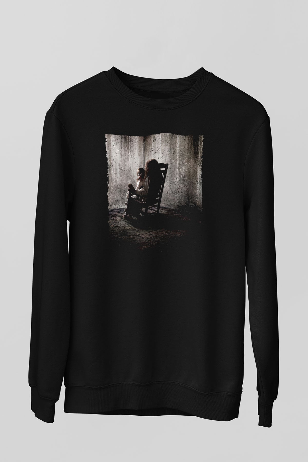 Unisex Korku Seansı (The Conjuring) Baskılı Siyah Sweatshirt
