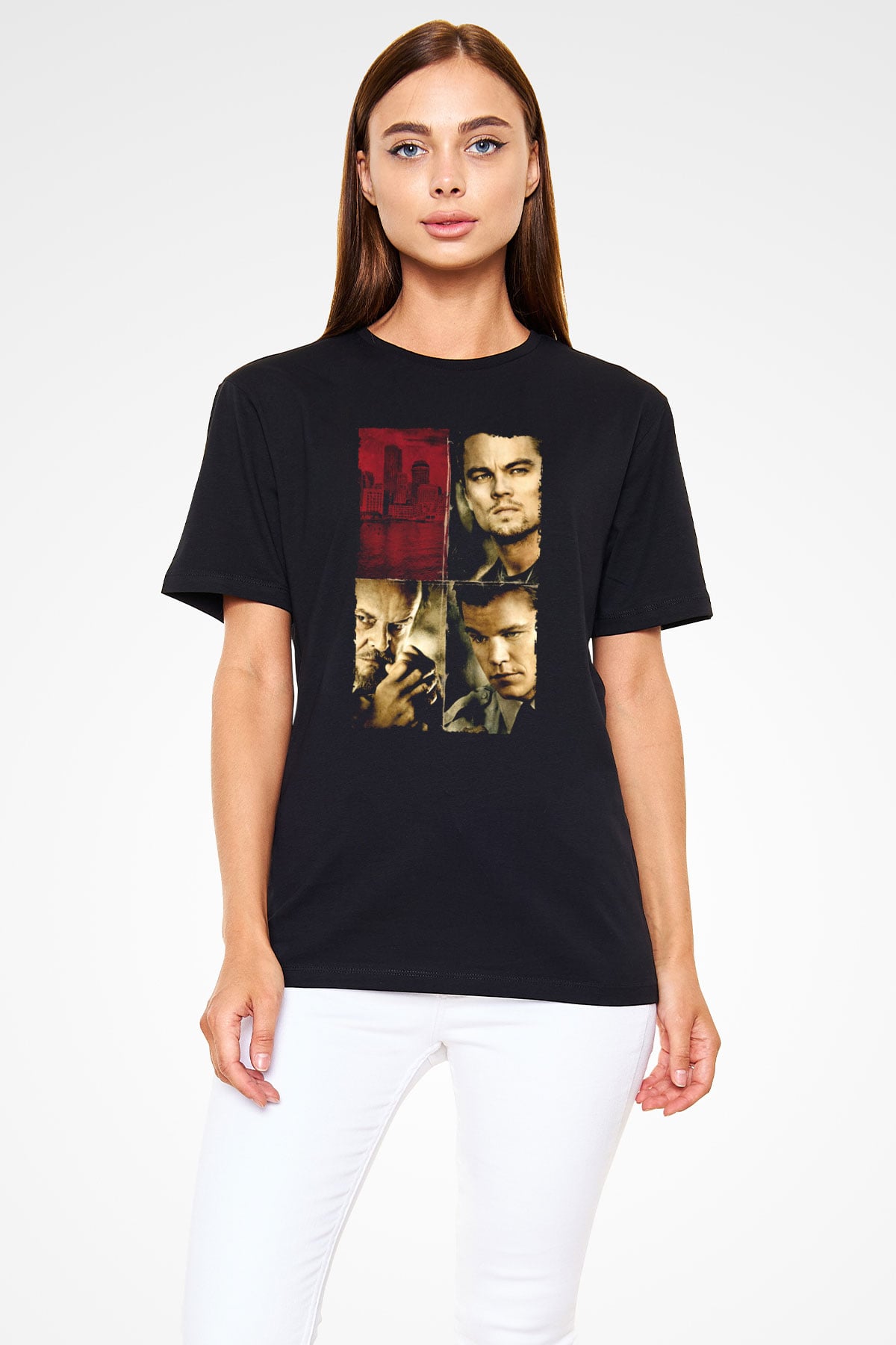 Unisex Köstebek (The Departed) Baskılı Siyah T-Shirt