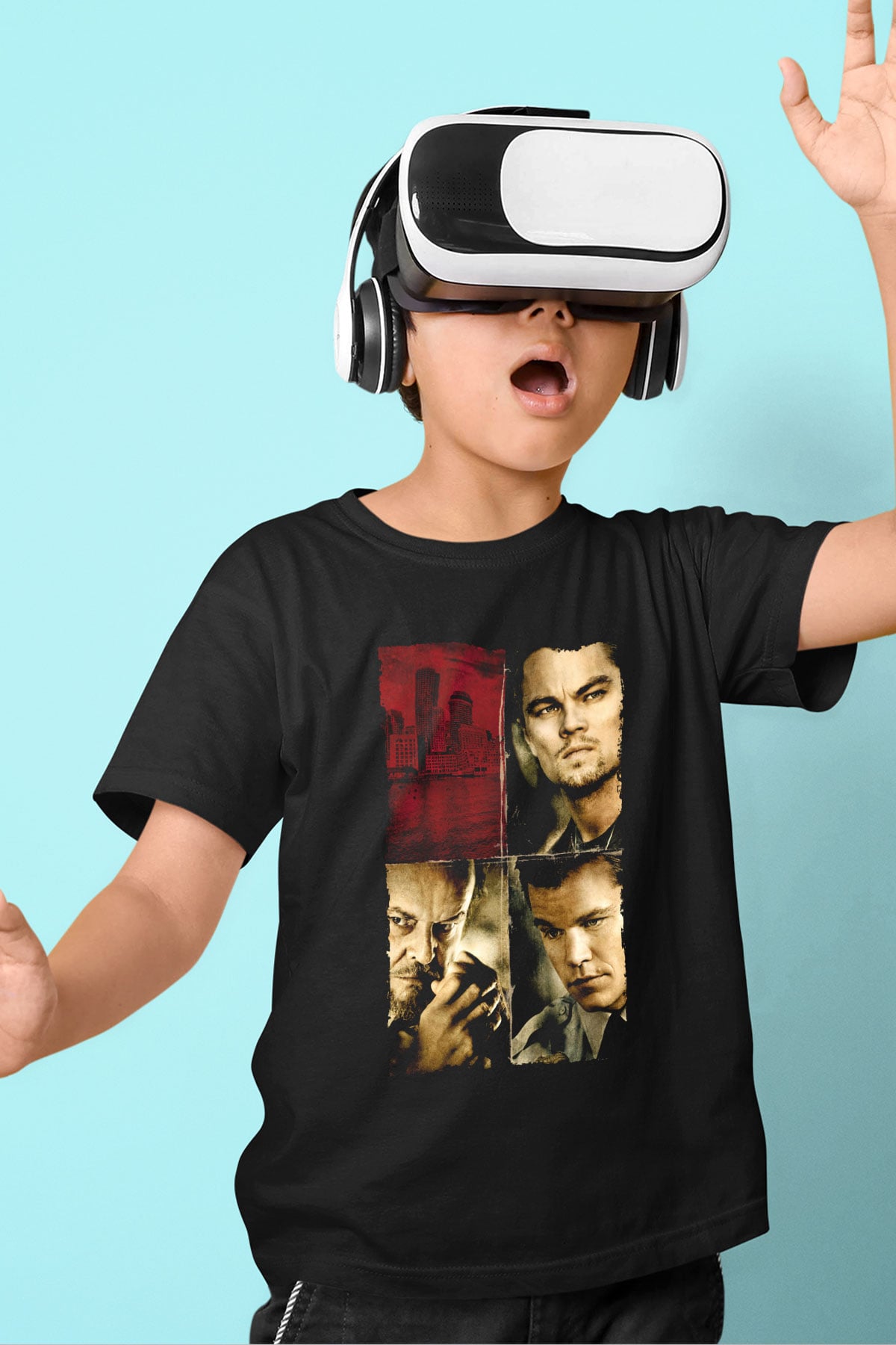 Unisex Köstebek (The Departed) Baskılı Siyah Çocuk T-Shirt