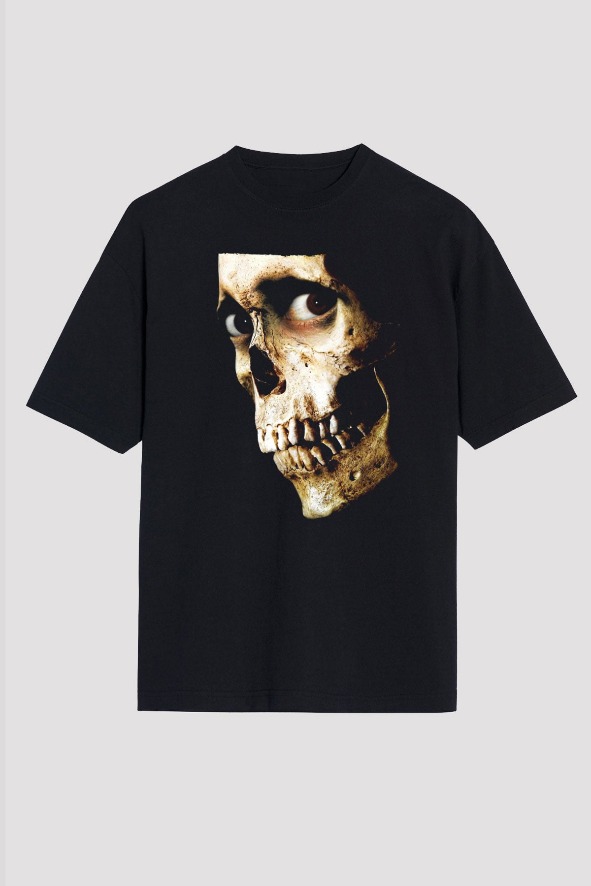 Unisex Kötü Ruh (Evil Dead) Baskılı Siyah Oversize T-shirt