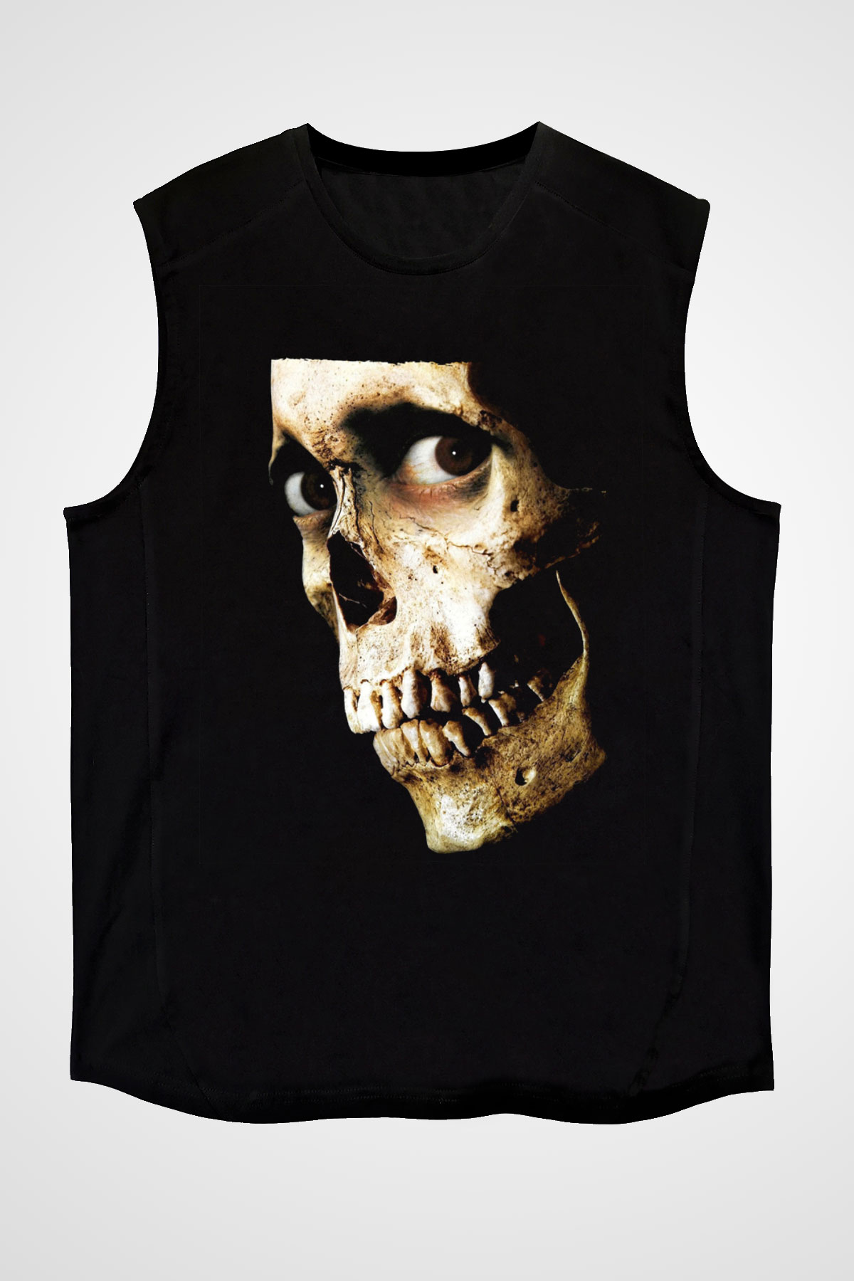 Unisex Kötü Ruh (Evil Dead) Baskılı Siyah Kolsuz T-shirt
