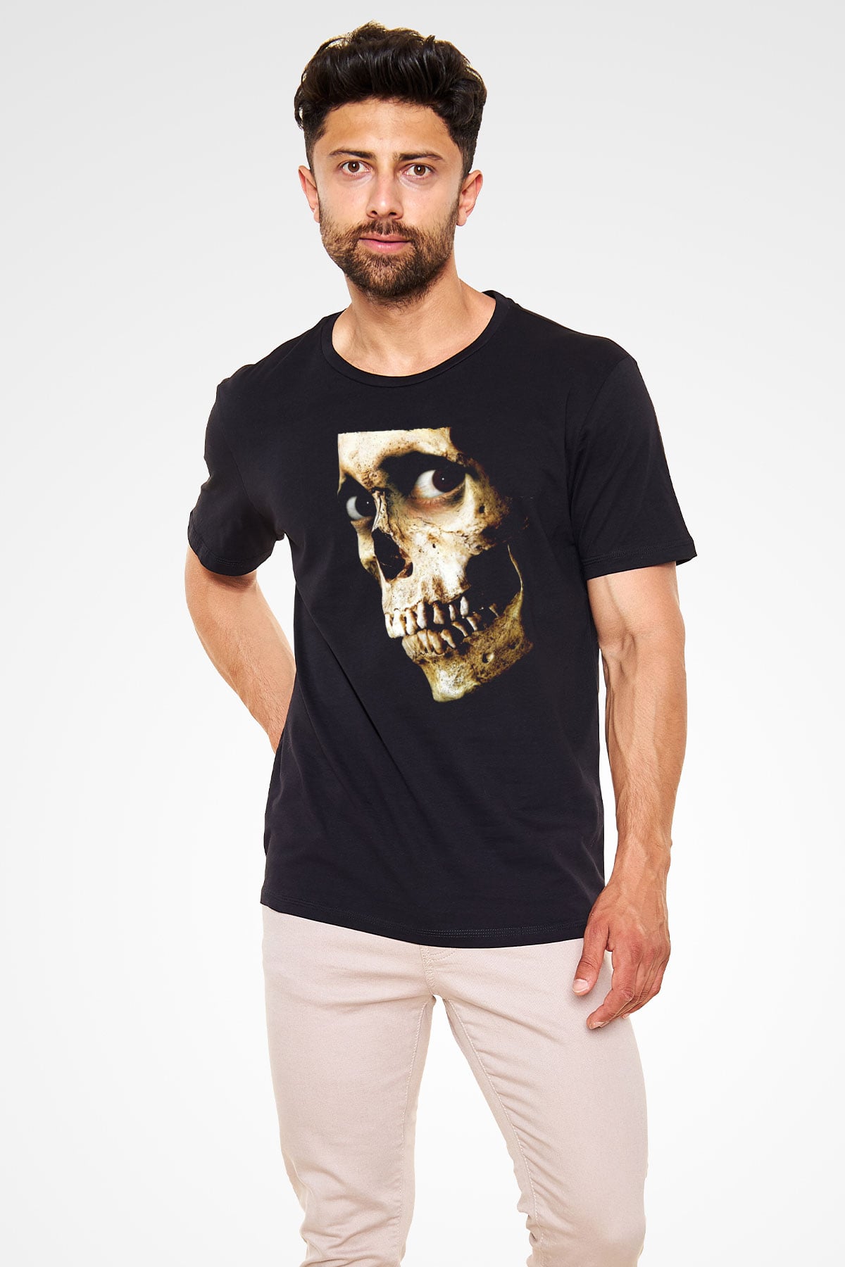 Unisex Kötü Ruh (Evil Dead) Baskılı Siyah T-shirt