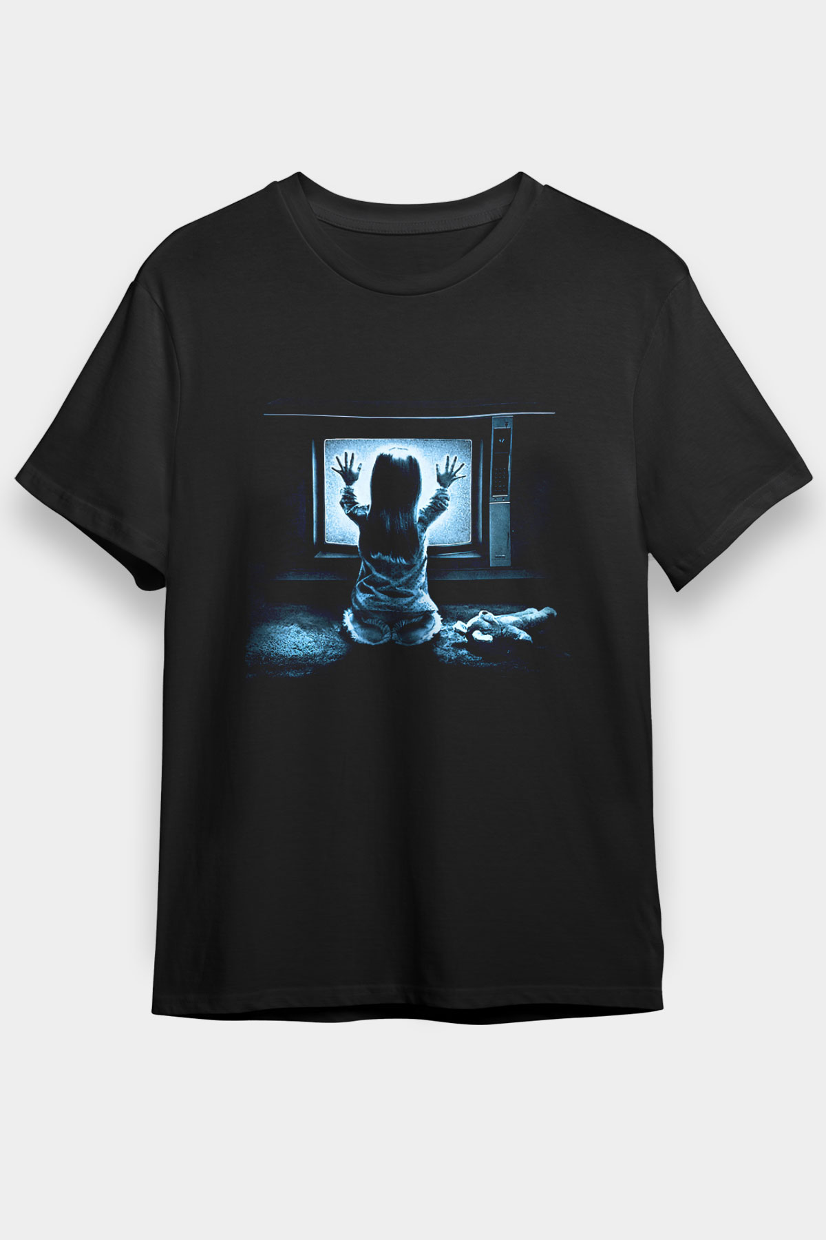 Unisex Kötü Ruh (Poltergeist) Baskılı Siyah T-Shirt
