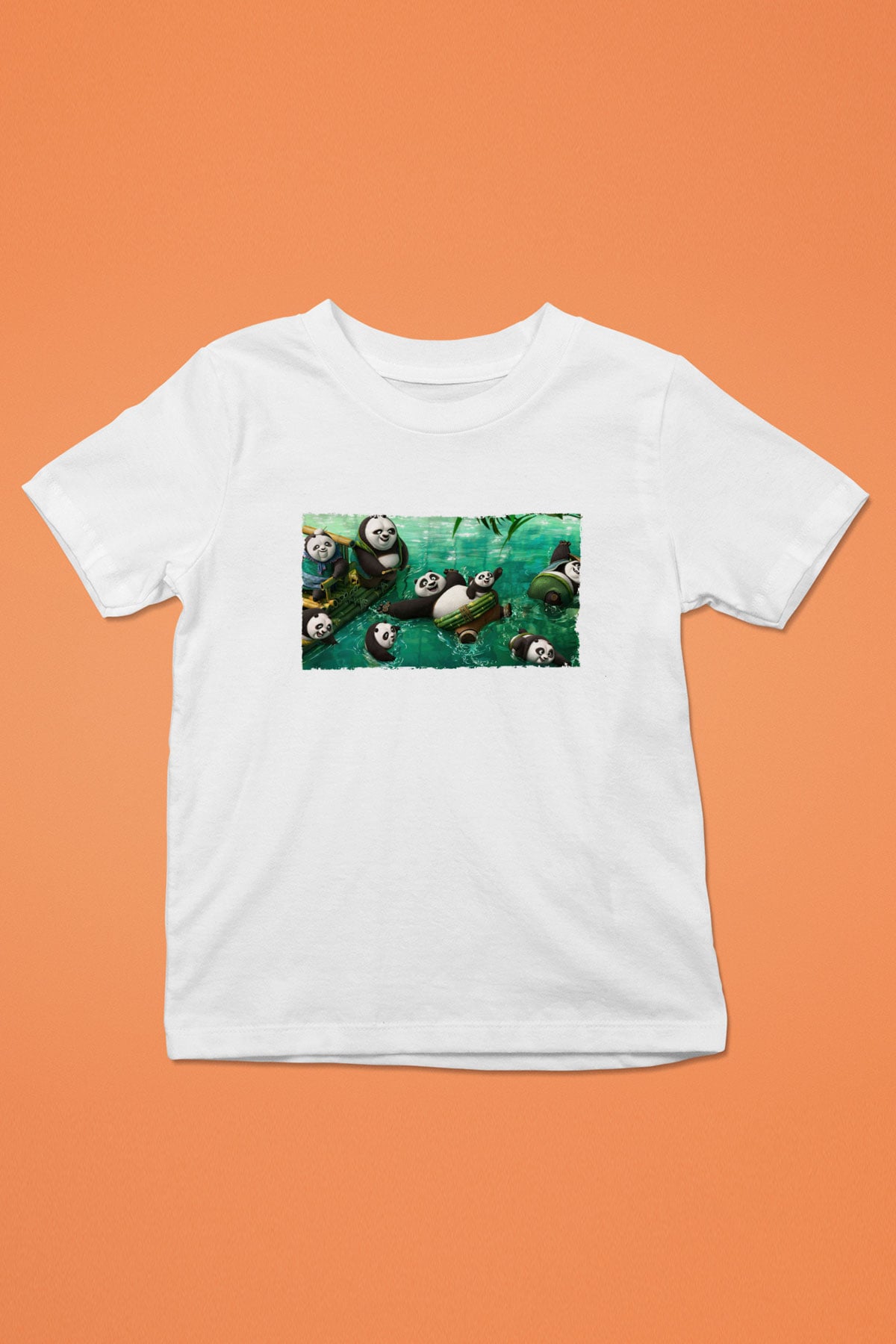 Unisex Kung Fu Panda Baskılı Beyaz Çocuk Tişört