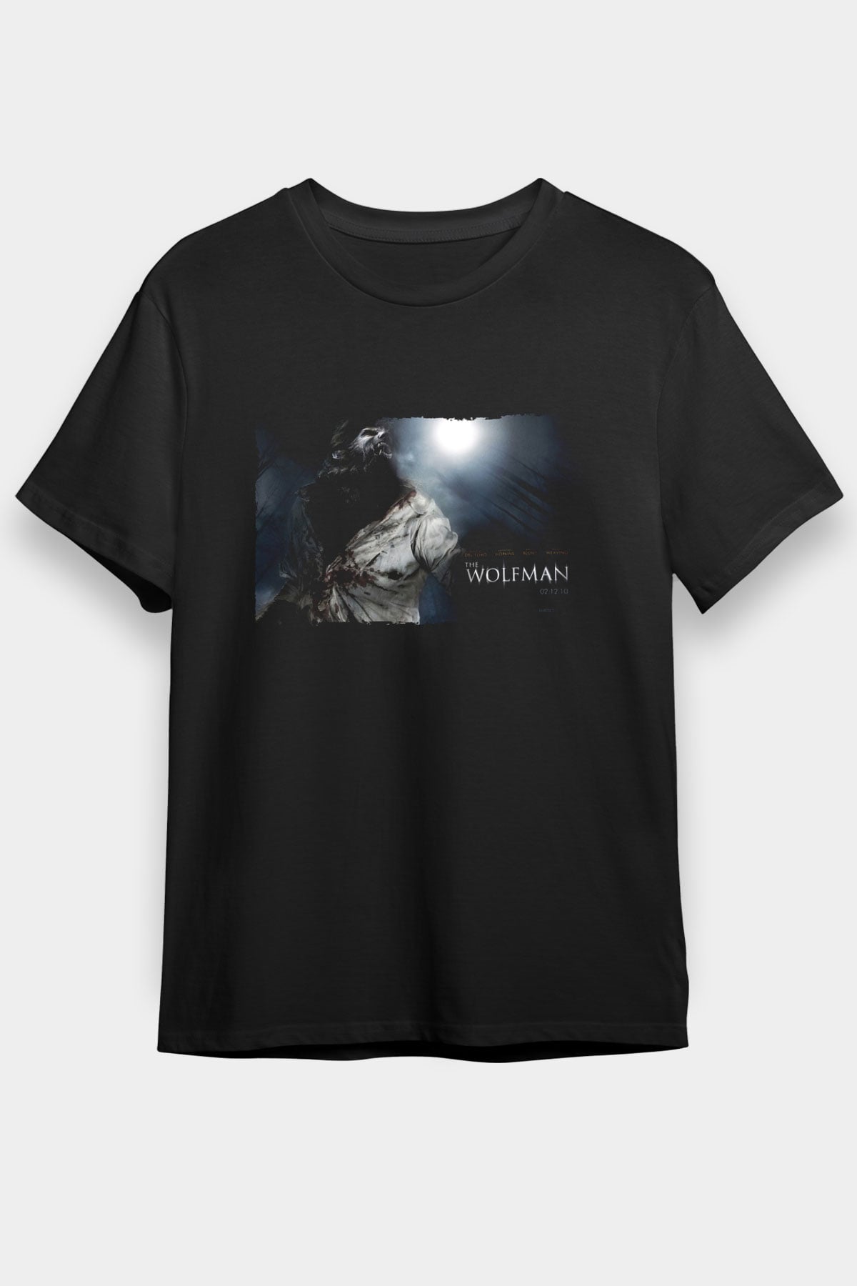 Unisex Kurt Adam (The Wolfman) Baskılı Siyah T-shirt