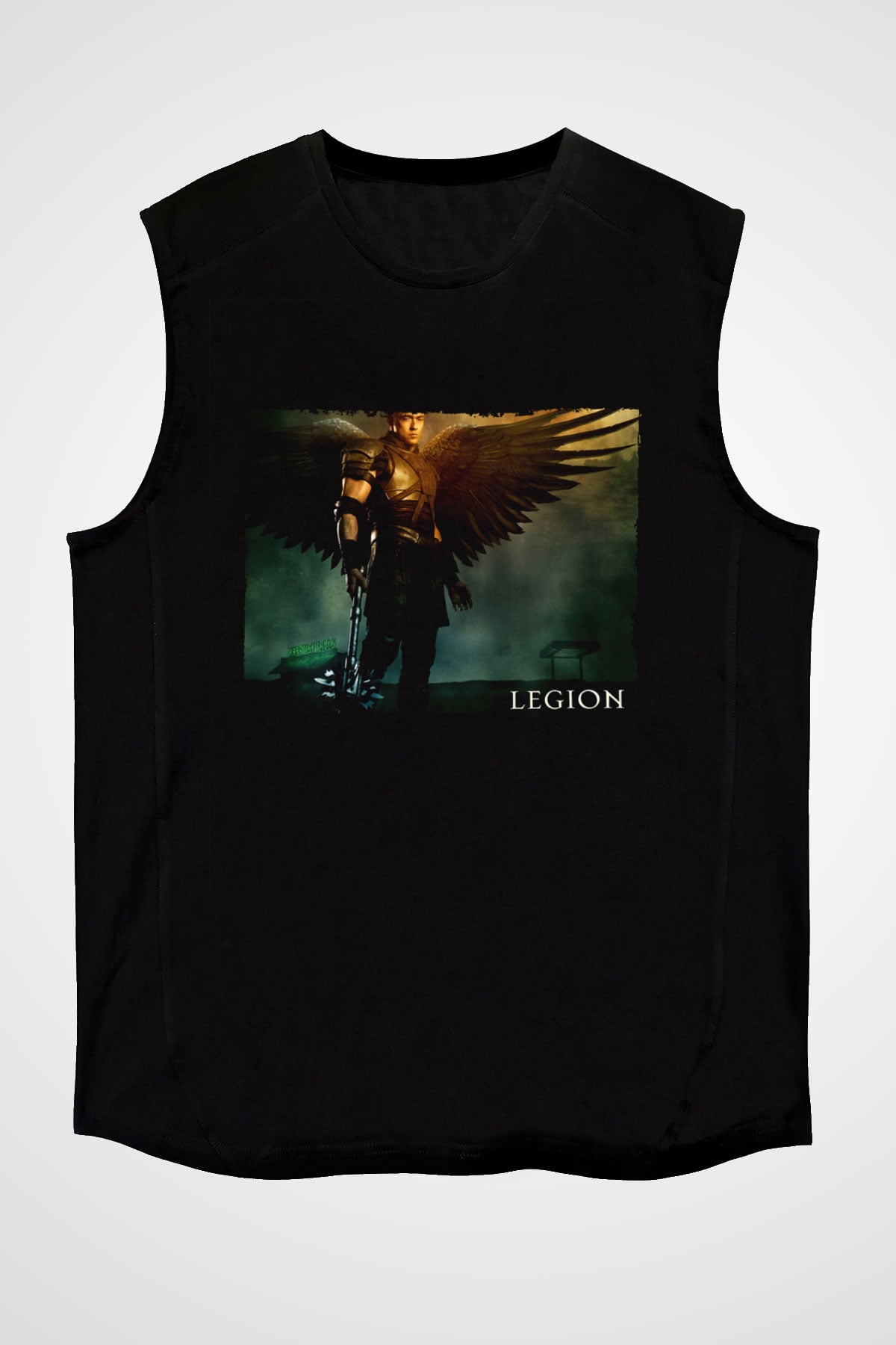 Unisex Legion Baskılı Siyah Kolsuz Tshirt