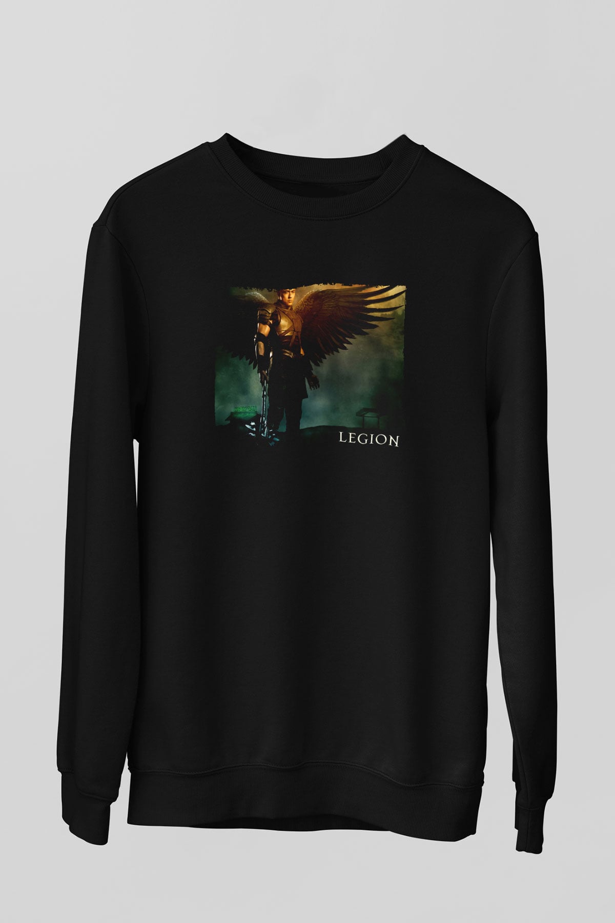 Unisex Legion Baskılı Siyah Sweatshirt