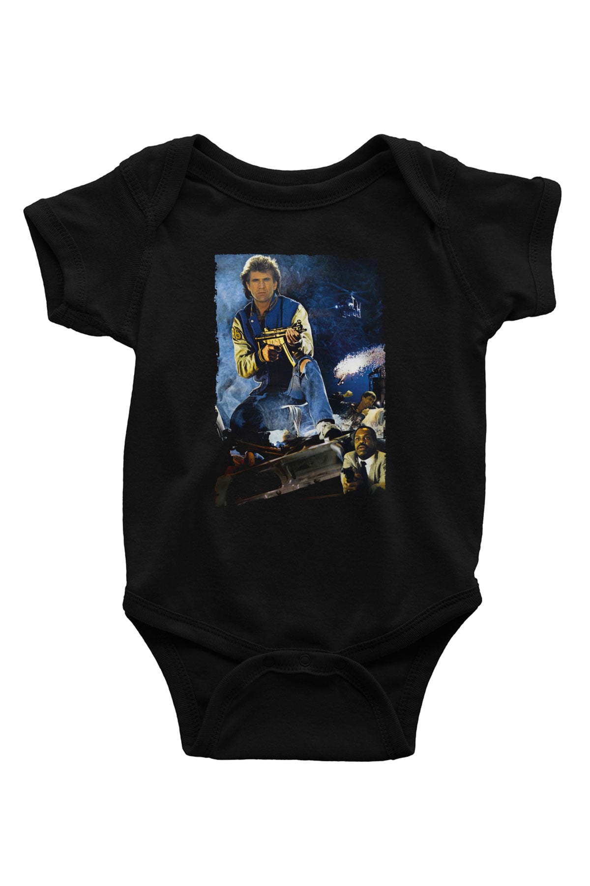 Unisex Lethal Weapon Baskılı Siyah Bebek Body - Zıbın