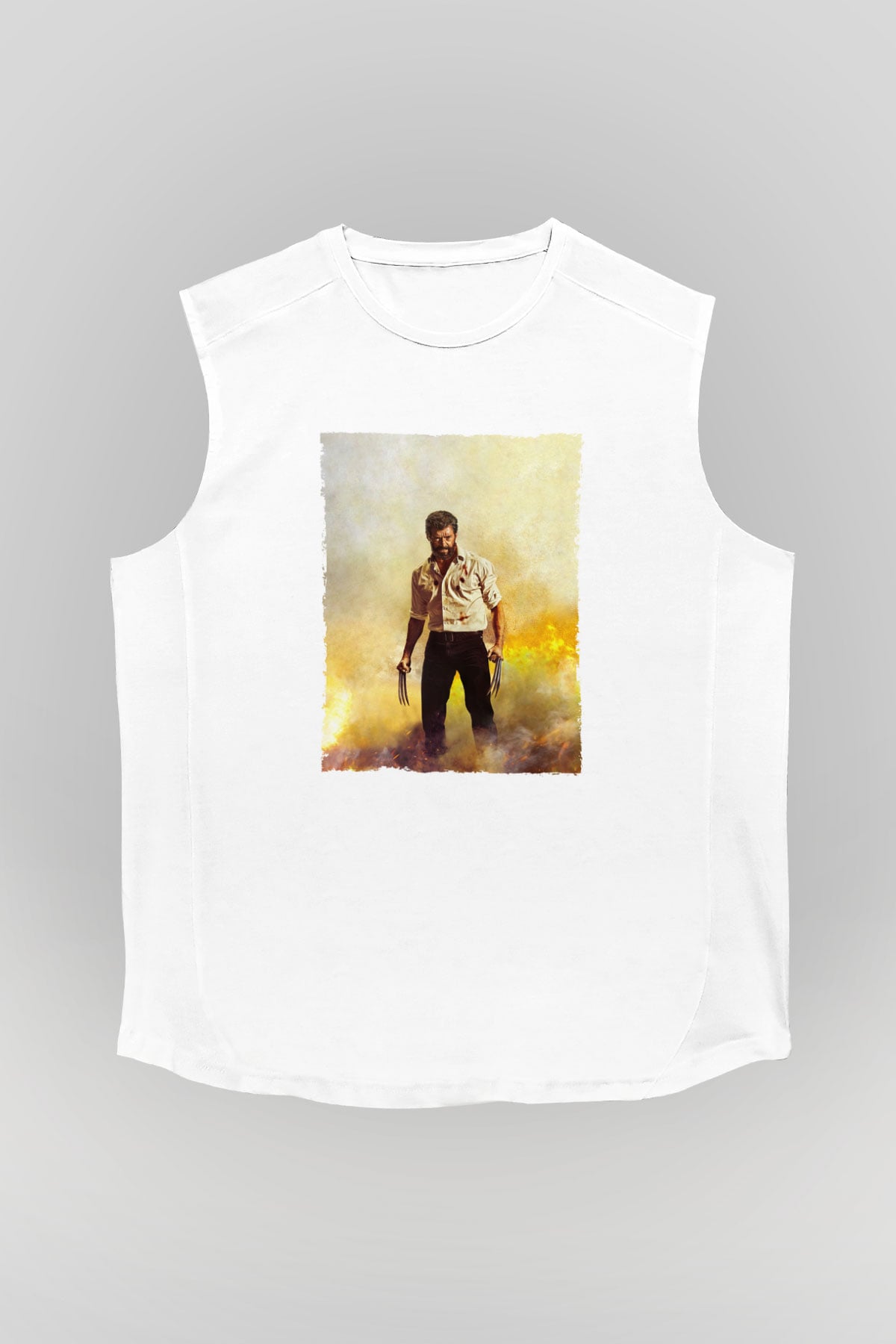 Unisex Logan Baskılı Beyaz Kolsuz Tshirt