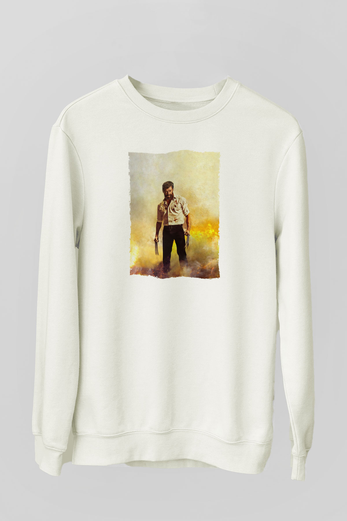 Unisex Logan Baskılı Beyaz Sweatshirt