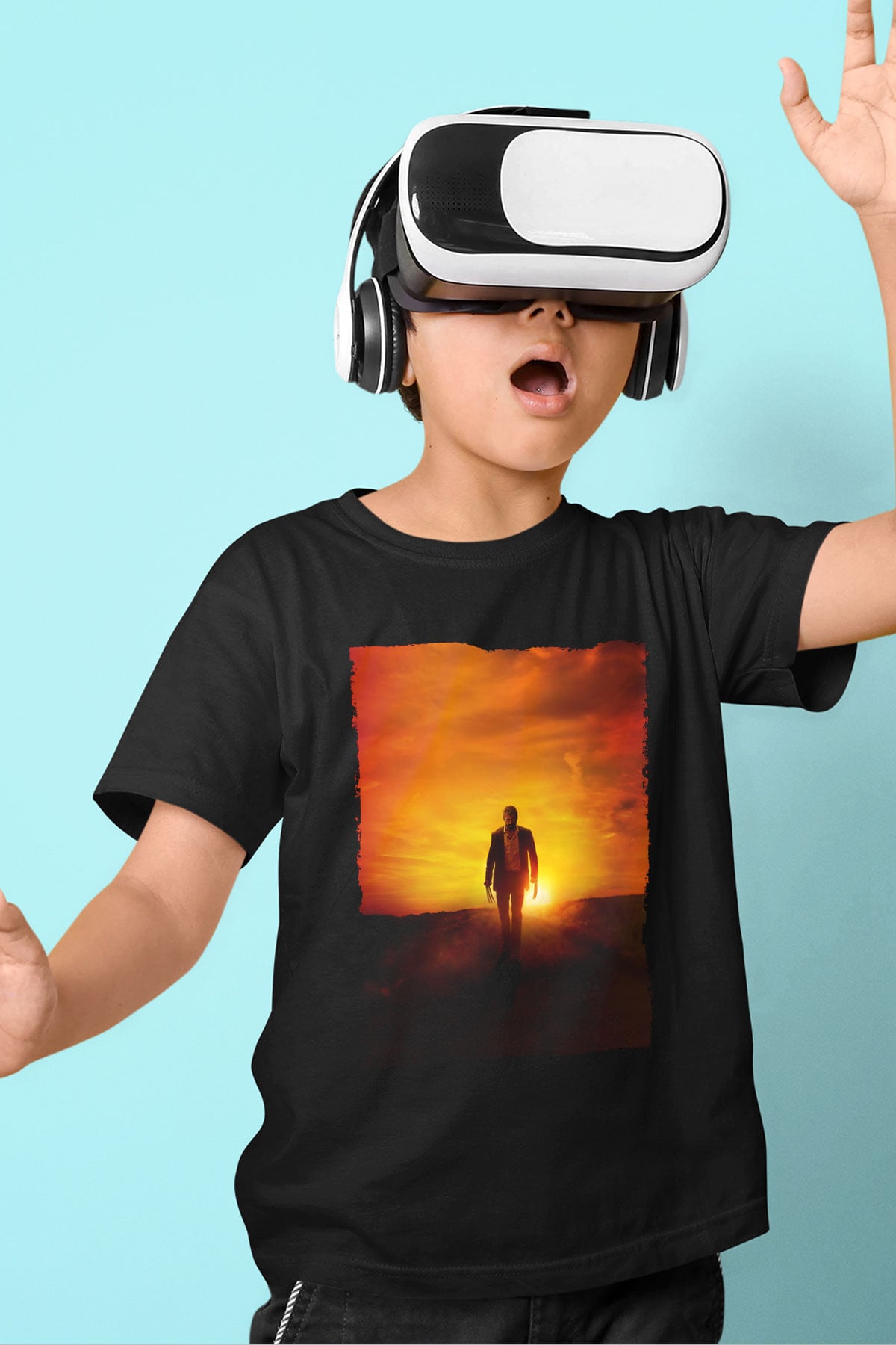 Unisex Logan Baskılı Siyah Çocuk Tshirt