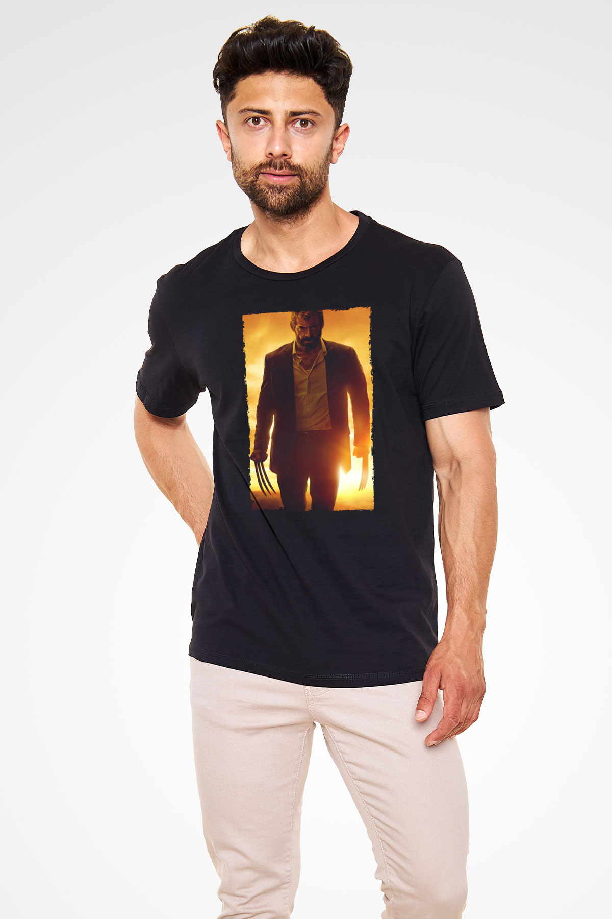 Unisex Logan Baskılı Siyah Tişört