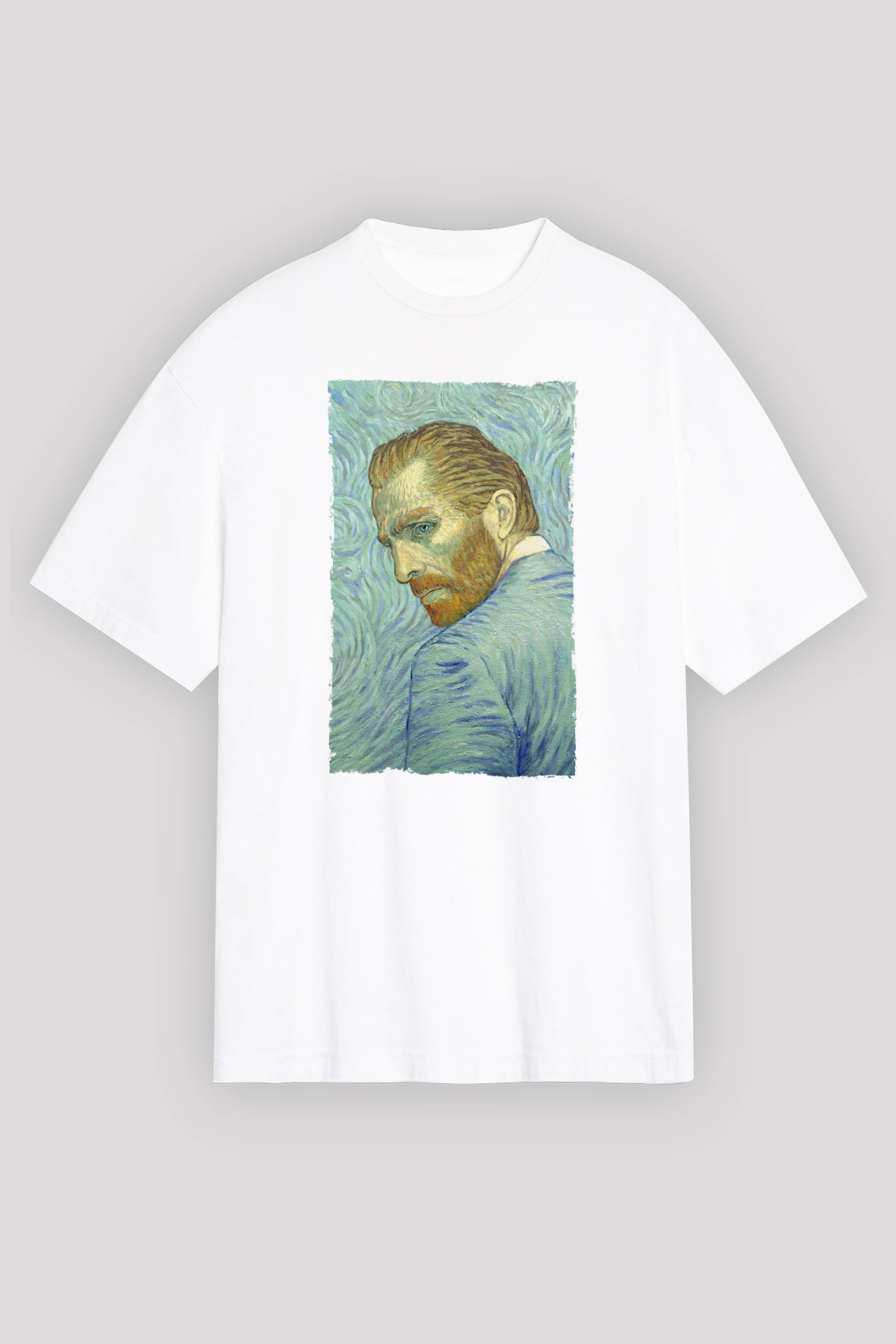 Unisex Loving Vincent Baskılı Beyaz Oversize Tişört