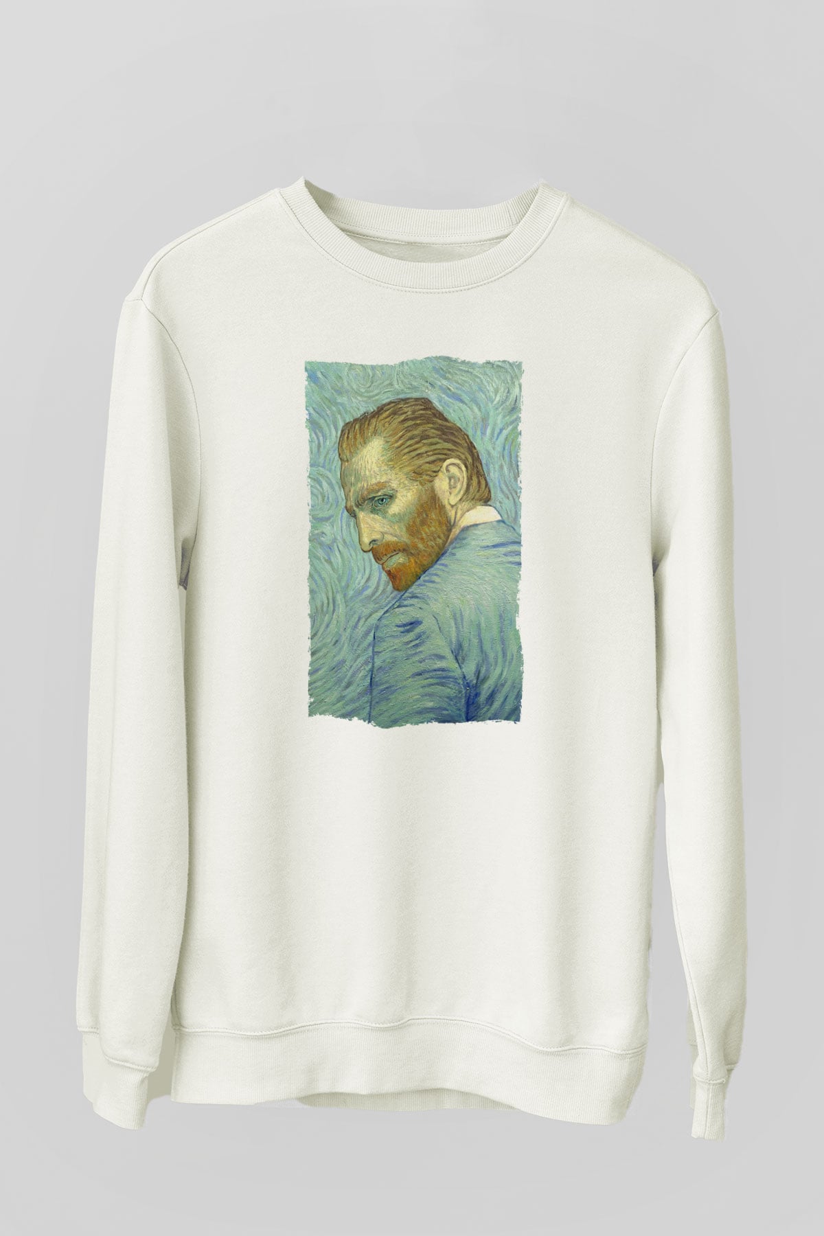 Unisex Loving Vincent Baskılı Beyaz Sweatshirt