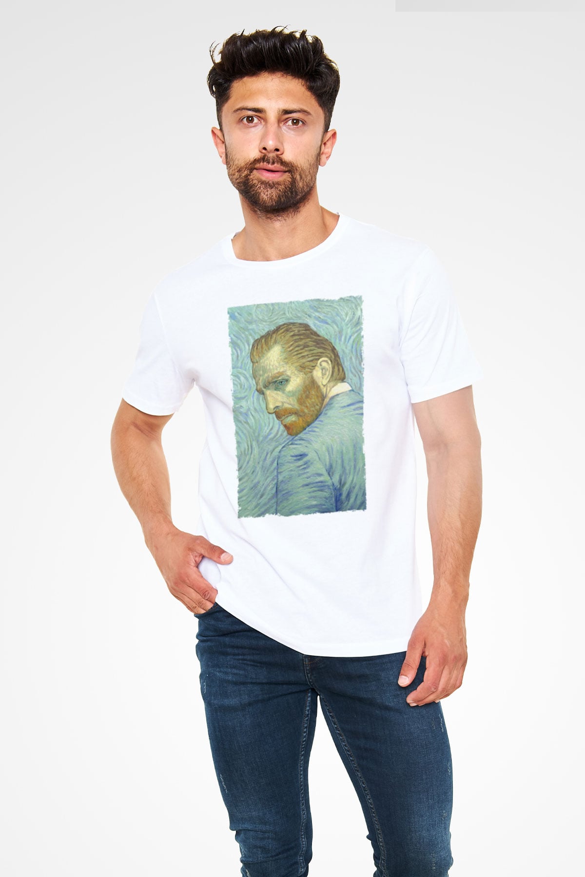 Unisex Loving Vincent Baskılı Beyaz Tişört