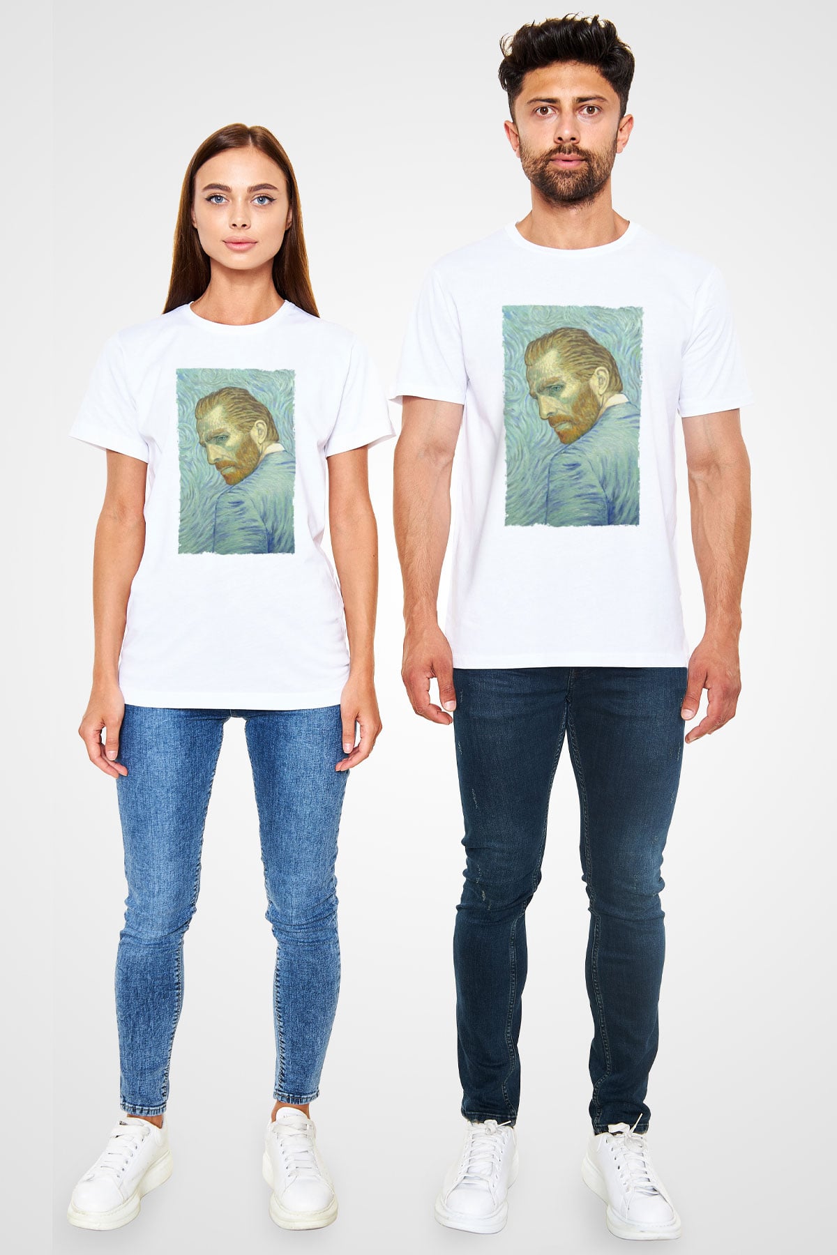 Unisex Loving Vincent Baskılı Beyaz Tişört