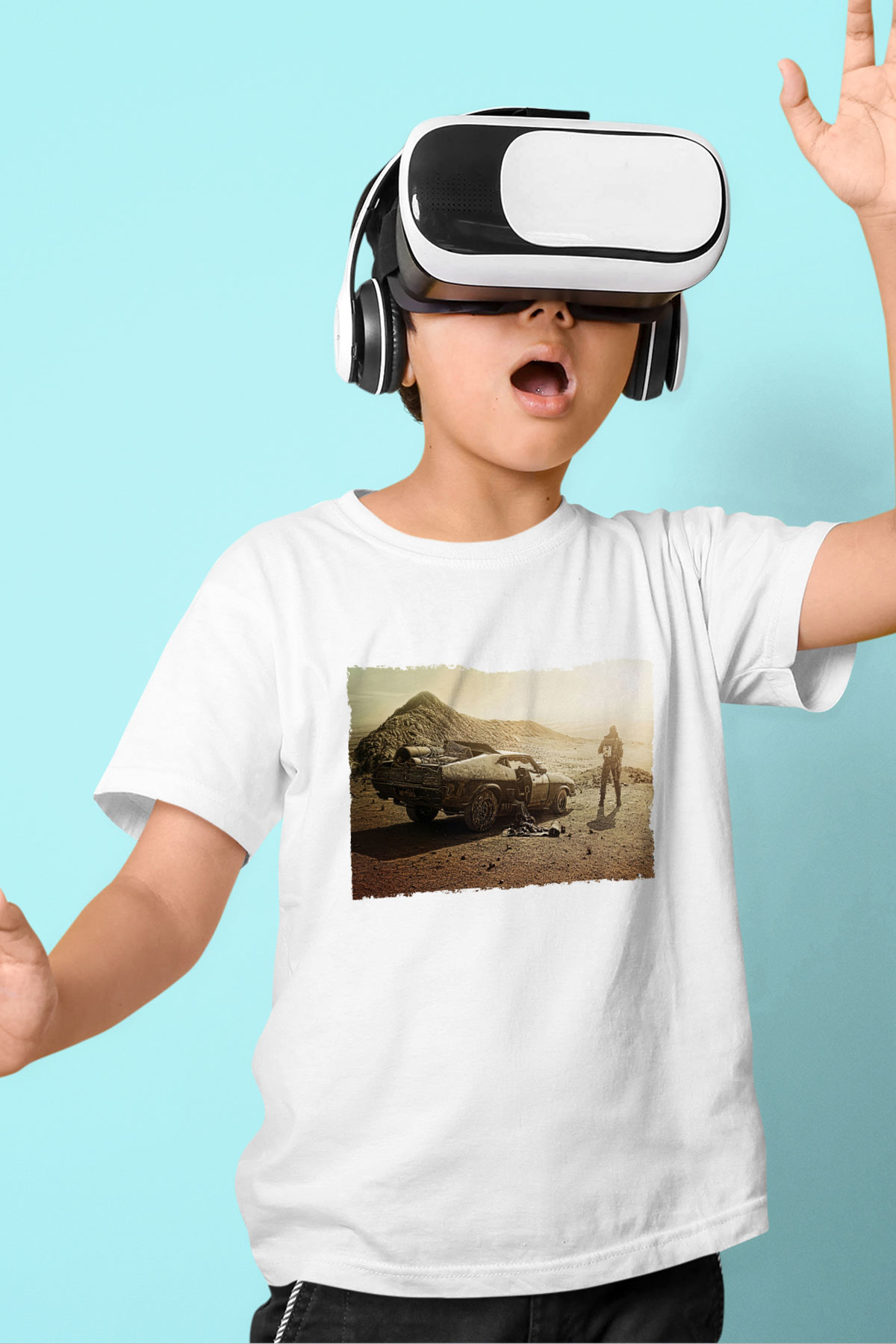 Unisex Mad Max Fury Road Baskılı Beyaz Çocuk Tişört