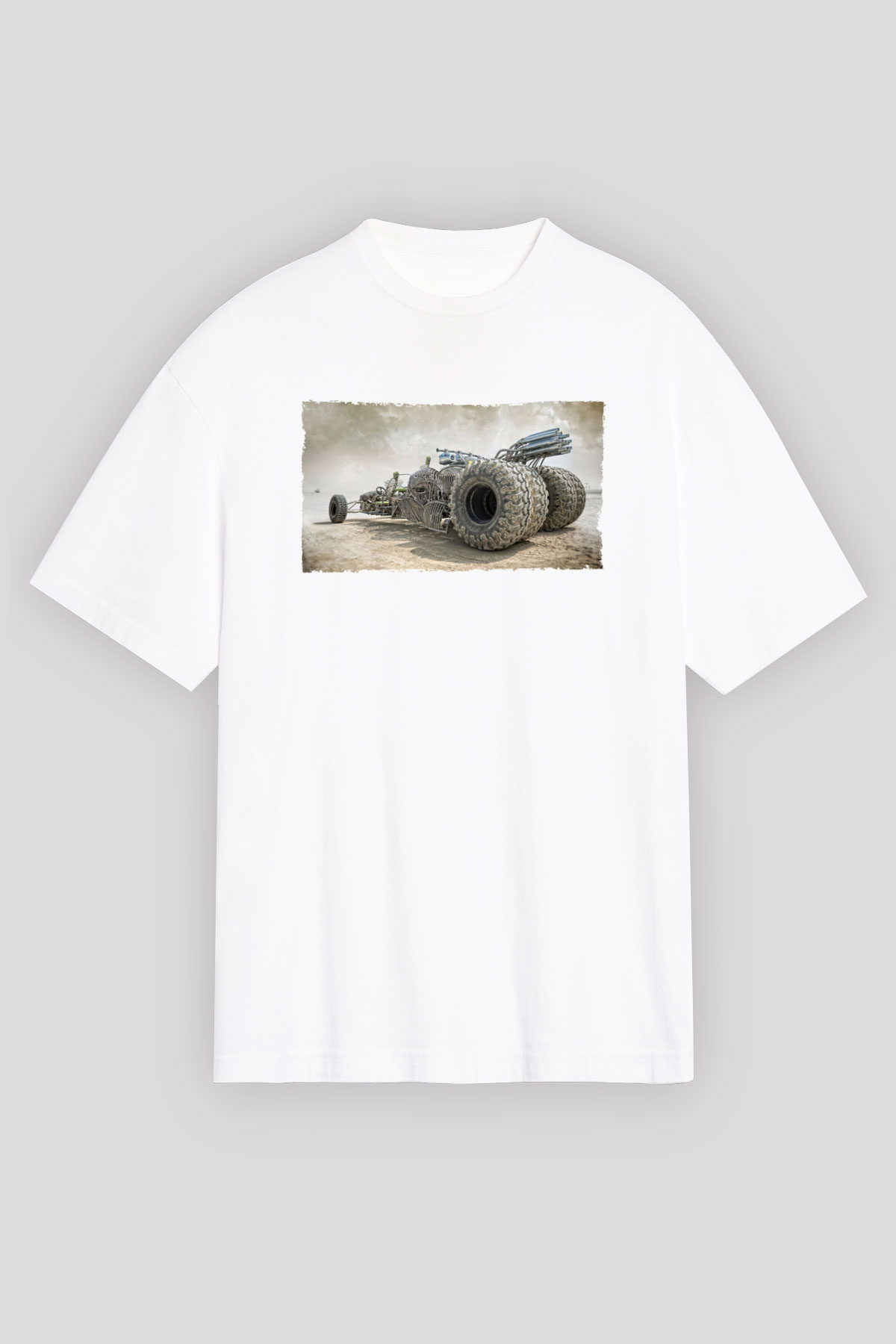 Unisex Mad Max Fury Road Baskılı Beyaz T-shirt