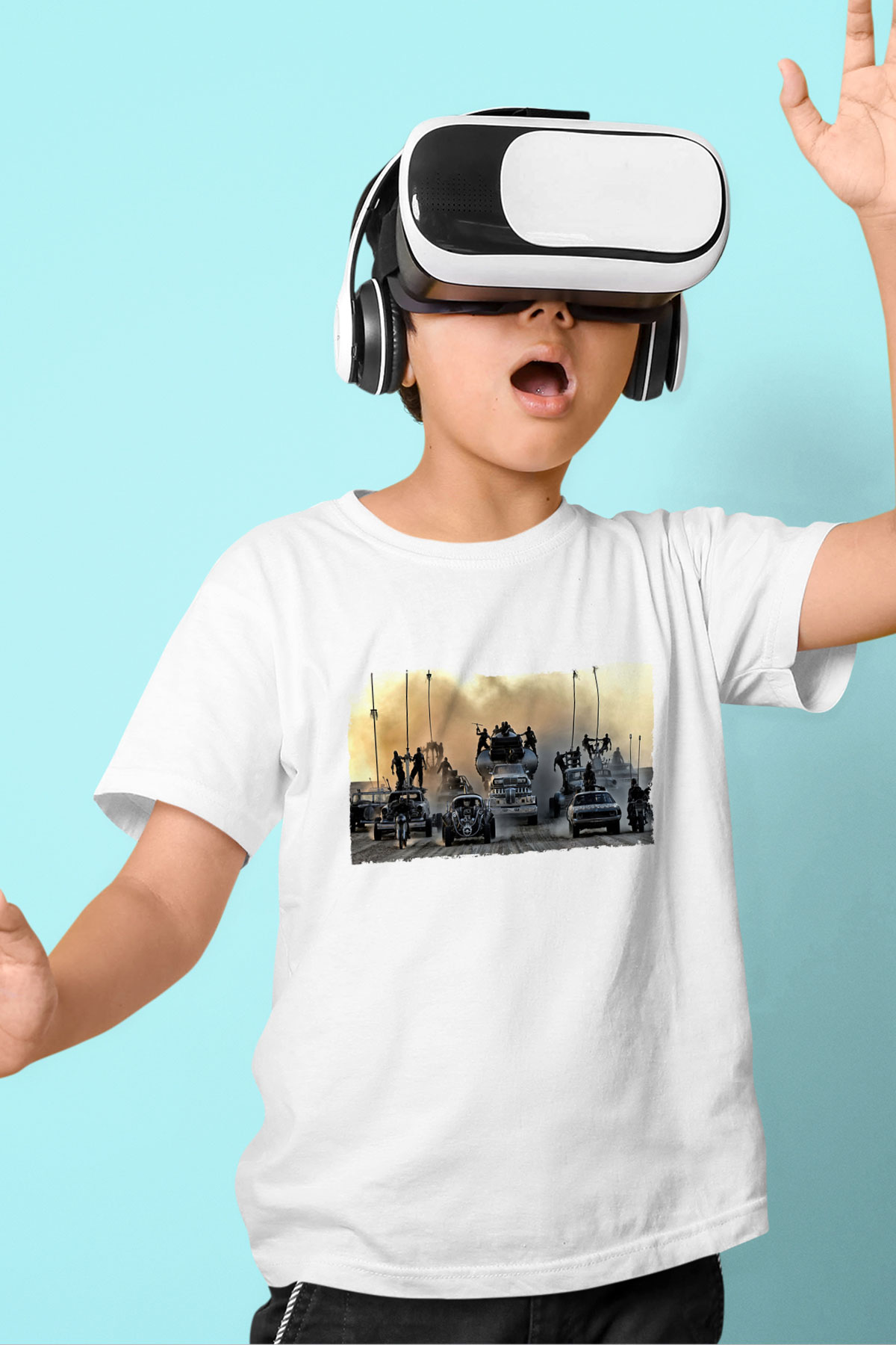 Unisex Mad Max Fury Road Baskılı Beyaz Çocuk Tshirt