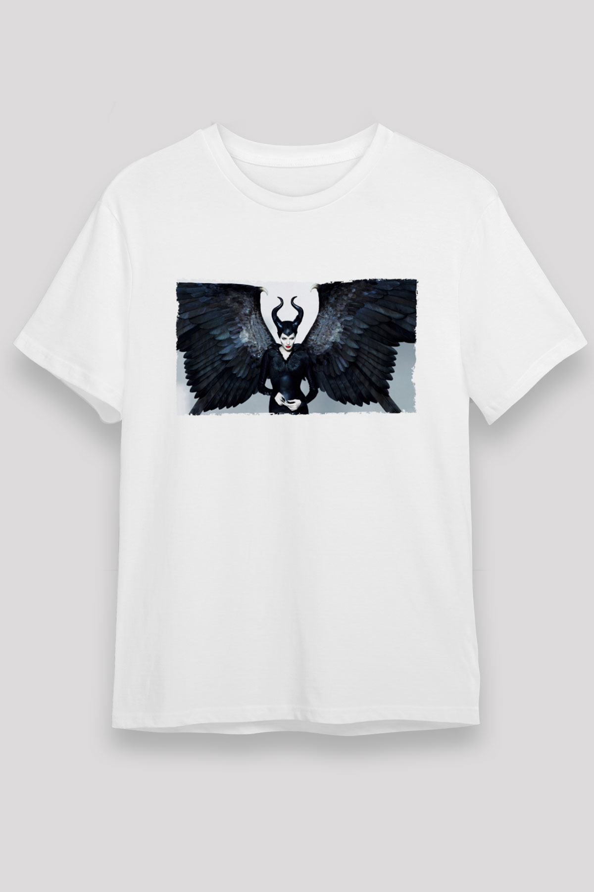 Unisex Malefiz (Maleficent) Baskılı Beyaz Tişört