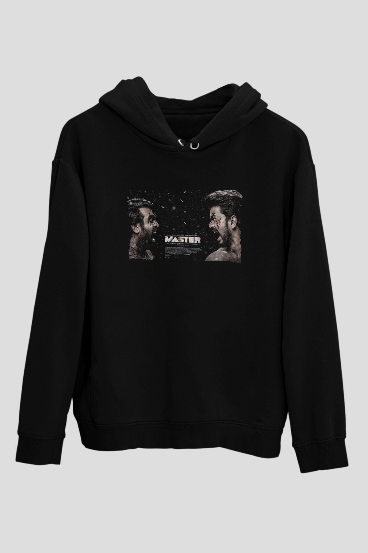 Unisex Master Baskılı Siyah Kapüşonlu Sweatshirt