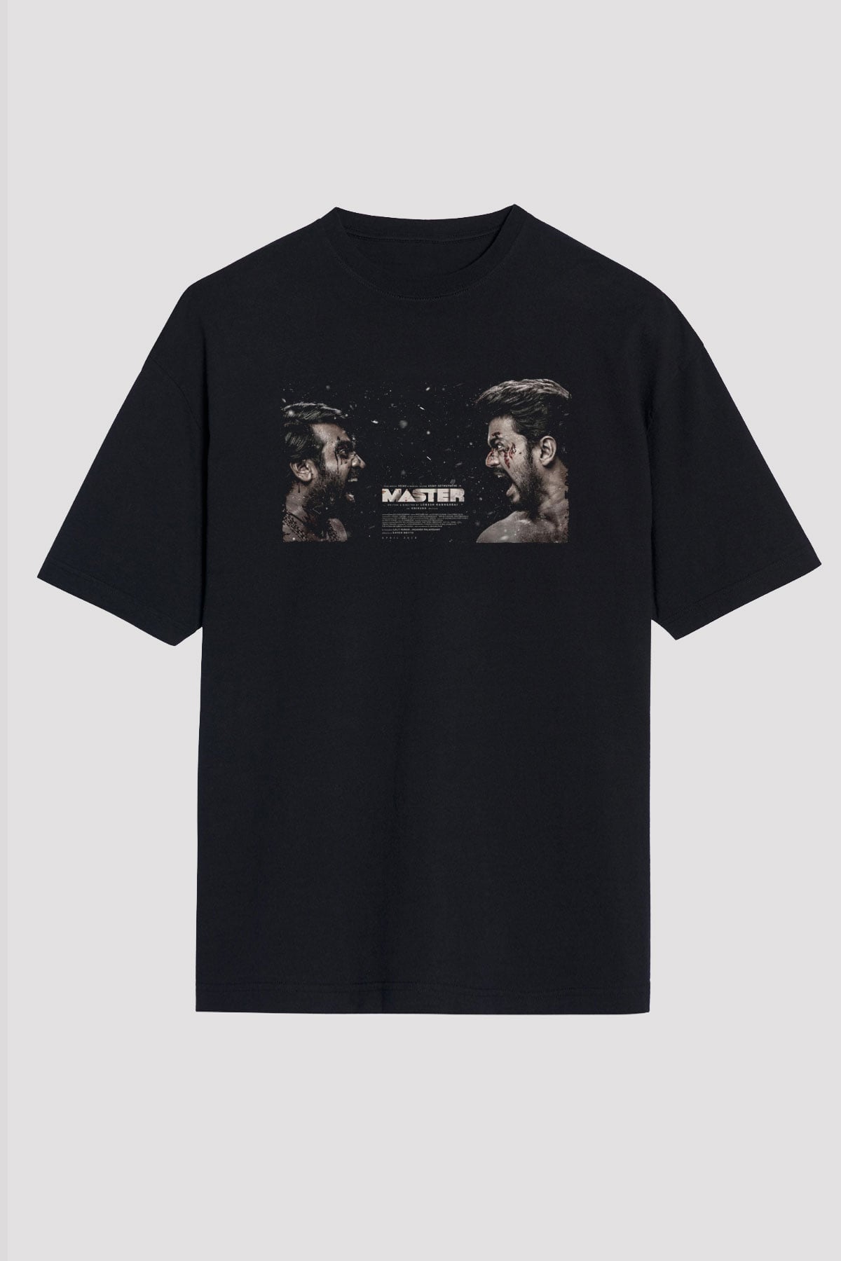 Unisex Master Baskılı Siyah Oversize Tshirt