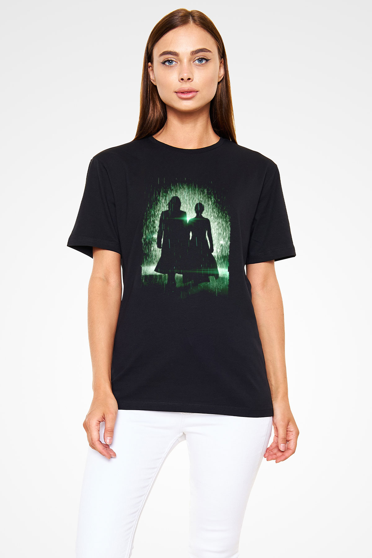 Unisex Matrix Baskılı Siyah Tshirt