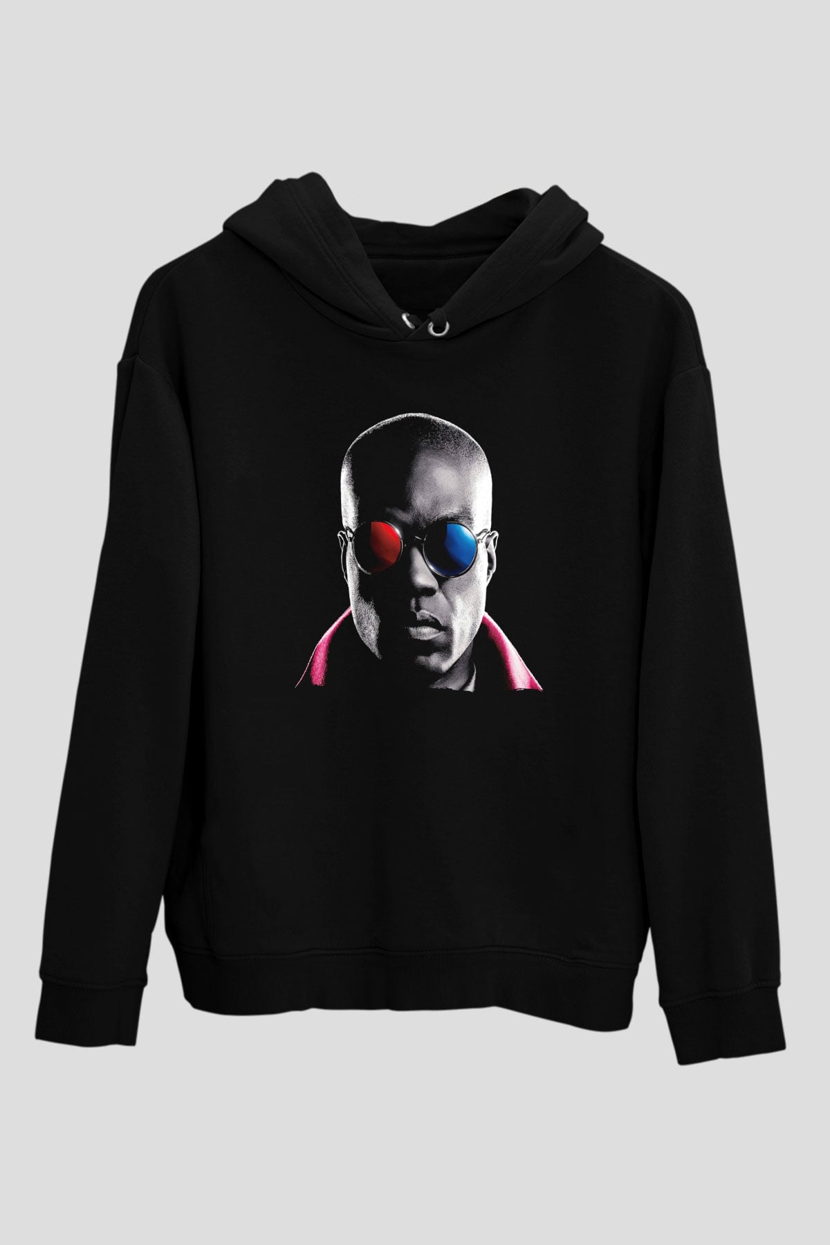 Unisex Matrix Baskılı Siyah Unisex Kapüşonlu Sweatshirt
